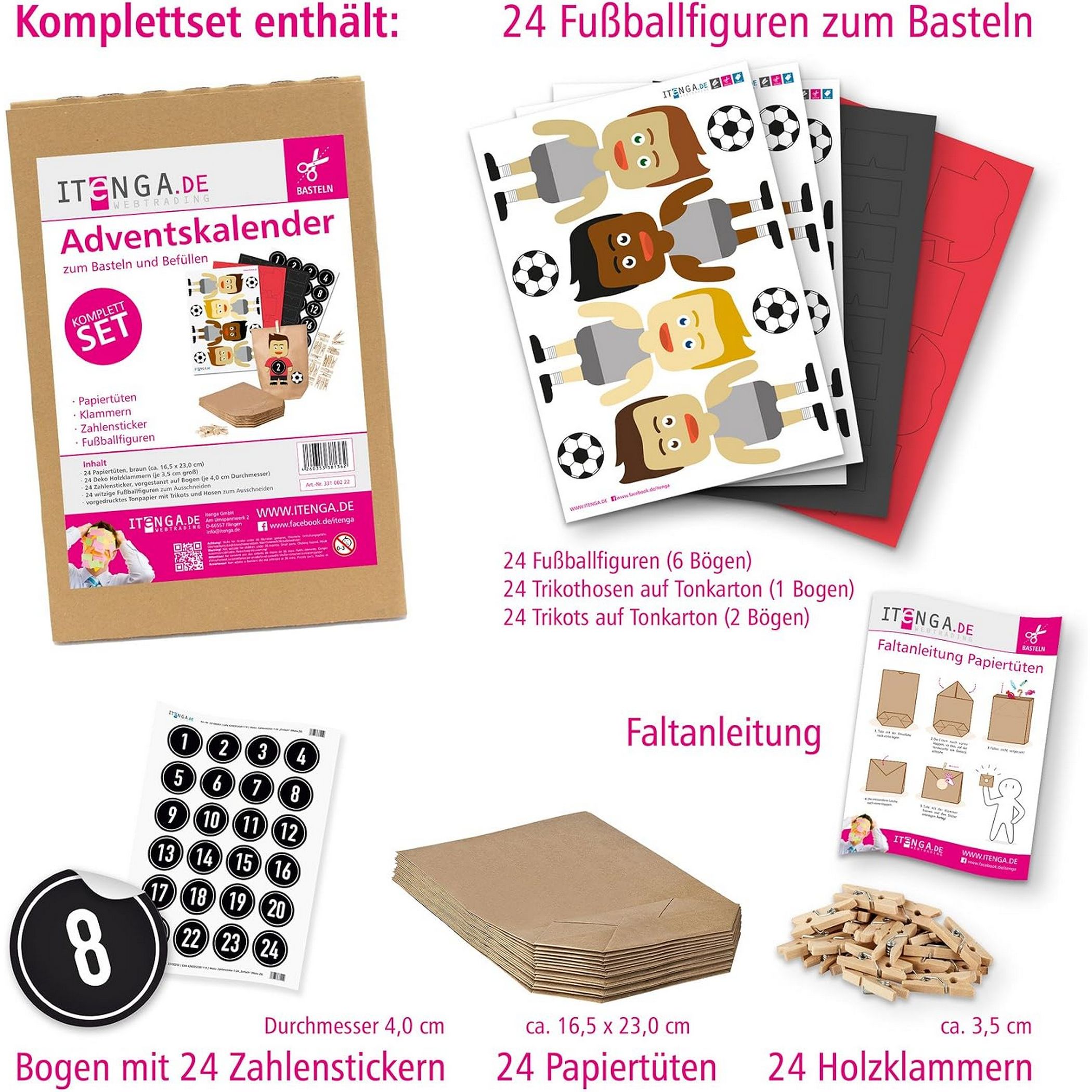 Basteladventskalender Fu�ball Trikot rot Hose schwarz St...