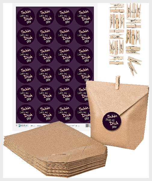 SET Sch�n dass es dich gibt (Motiv7) 24x Geschenkt�ten +...