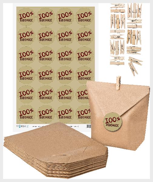 SET 100% Handmade (Motiv12) 24x Geschenkt�ten + 24x Mini...