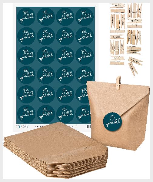 SET Viel Gl�ck (Motiv13) 24x Geschenkt�ten + 24x MiniKla...