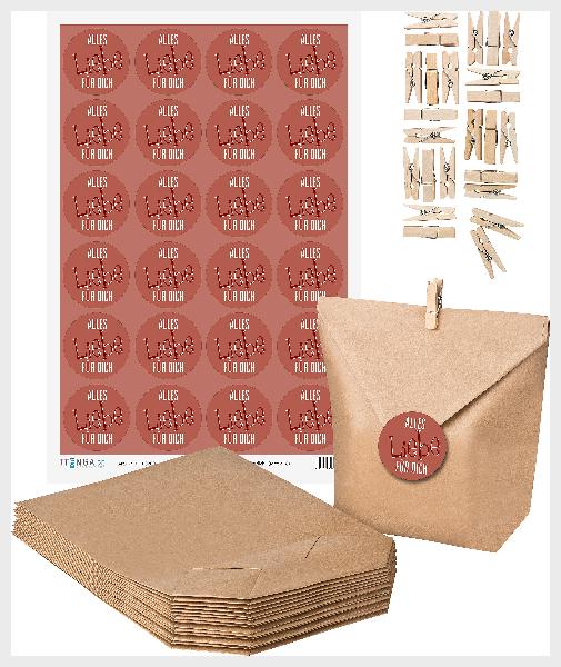 SET Alles Liebe F�R DICH (Motiv18) 24x Geschenkt�ten + 2...