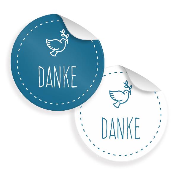 24x Sticker Taube Danke (Motiv 40) 4cm Aufkleber Taufe K...