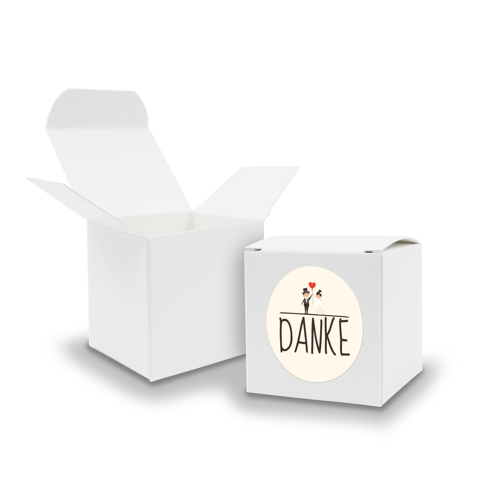 SET DANKE Hochzeitspaar (Motiv24) 24x Faltschachtel W�rf...