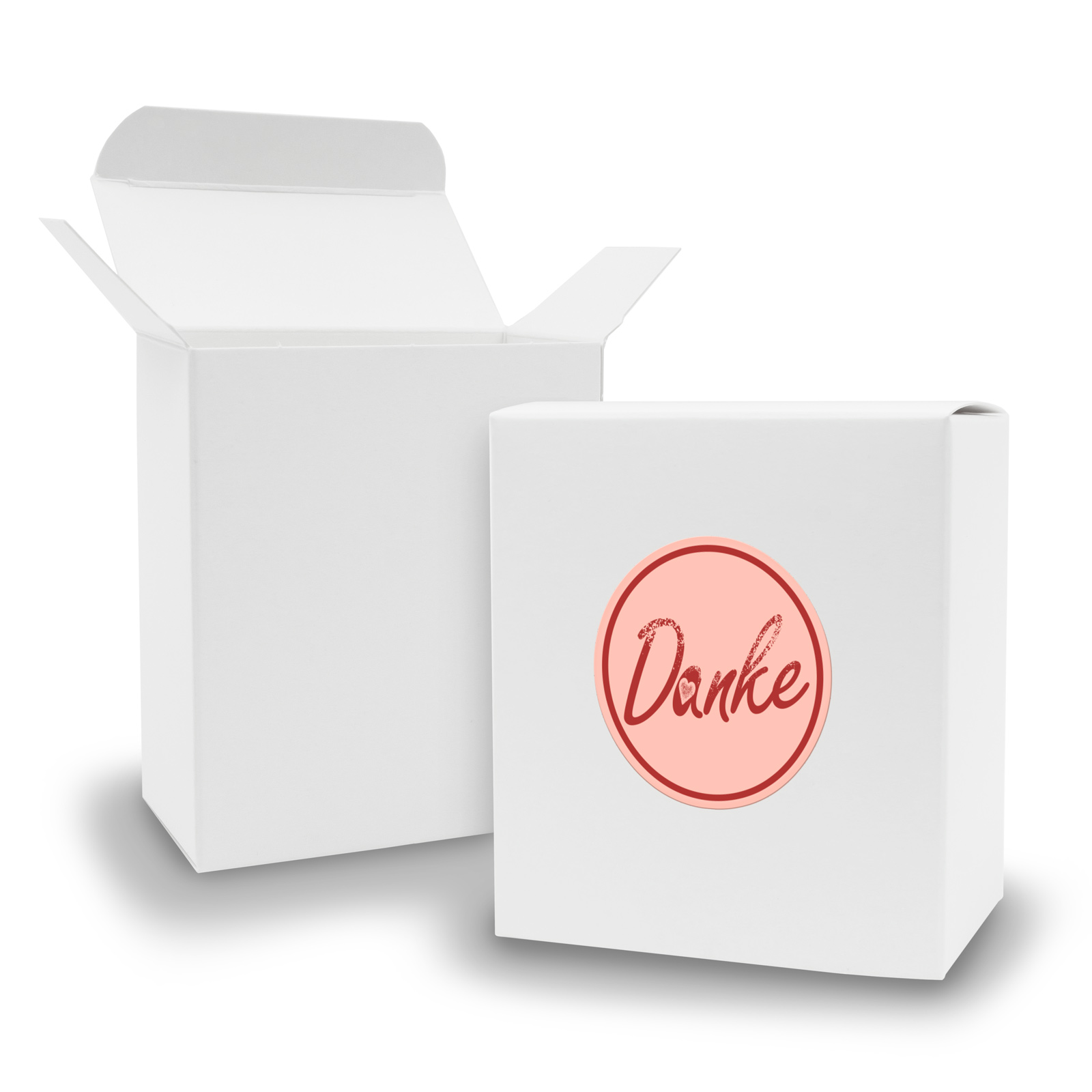 SET DANKE (Motiv2) 24xFaltschachtel Quader wei� + Sticker