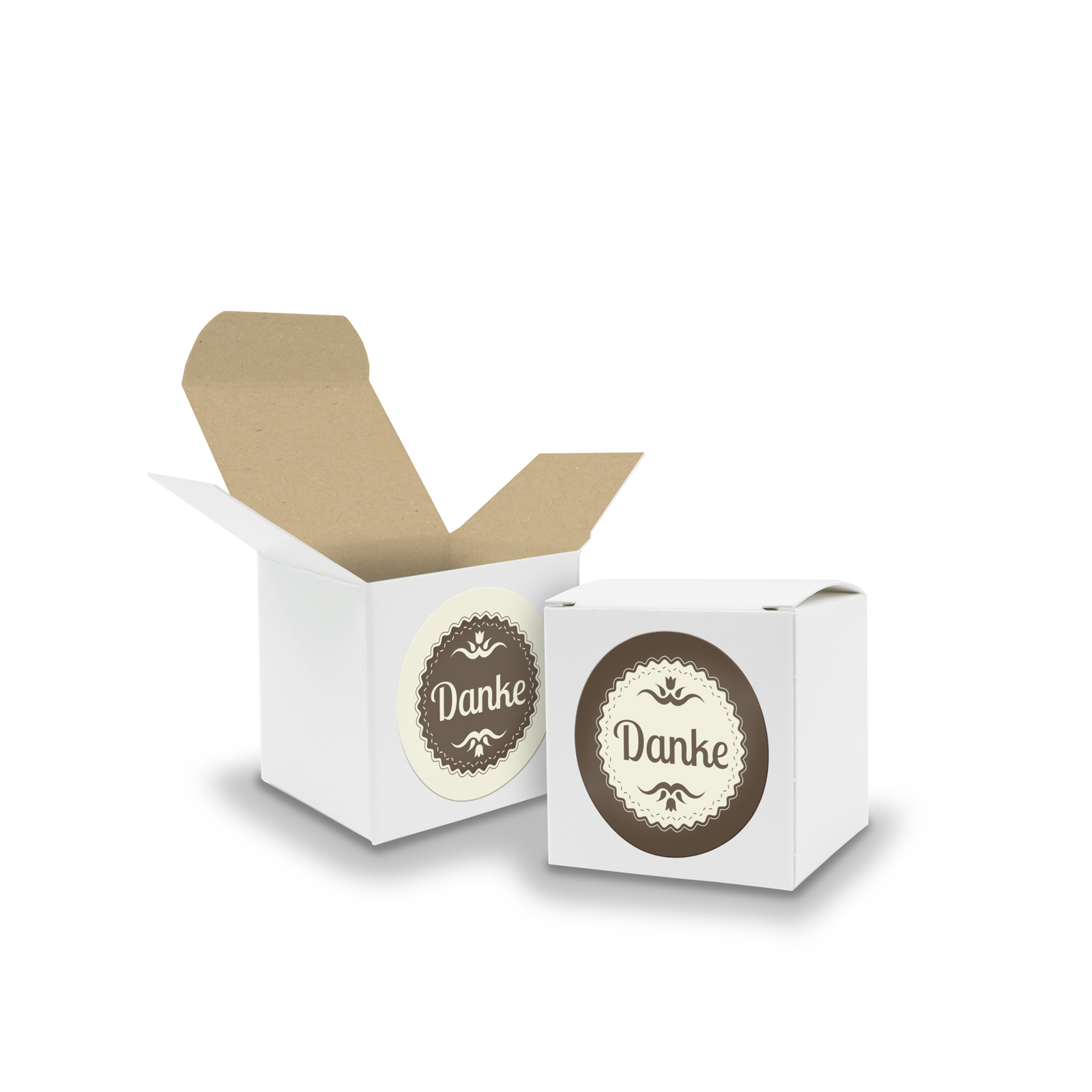 SET DANKE (Motiv35) 24x Faltschachtel W�rfel 5cm wei� in...