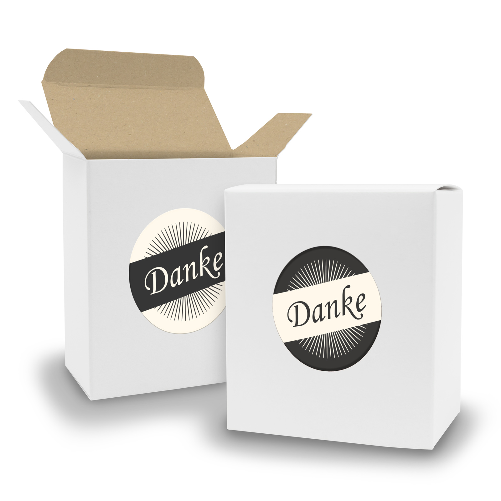SET DANKE (Motiv36) 24x Faltschachtel Quader wei� innen ...