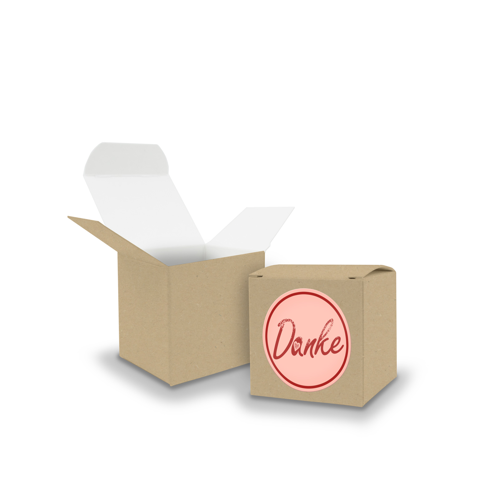 SET DANKE (Motiv2) 24xFaltschachtel W�rfel 5cm BRAUN + S...