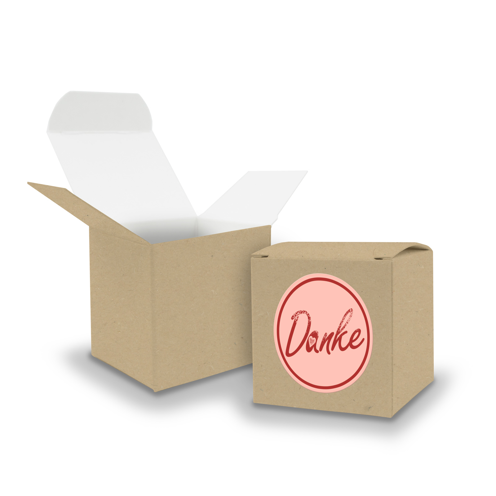 SET DANKE (Motiv2) 24xFaltschachtel W�rfel 6,5cm BRAUN +...