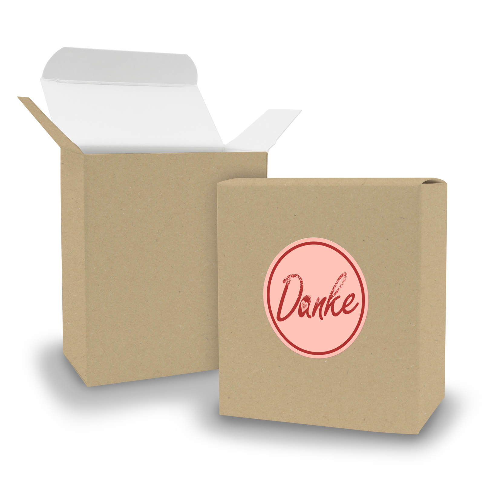 SET DANKE (Motiv2) 24xFaltschachtel Quader BRAUN + Sticker