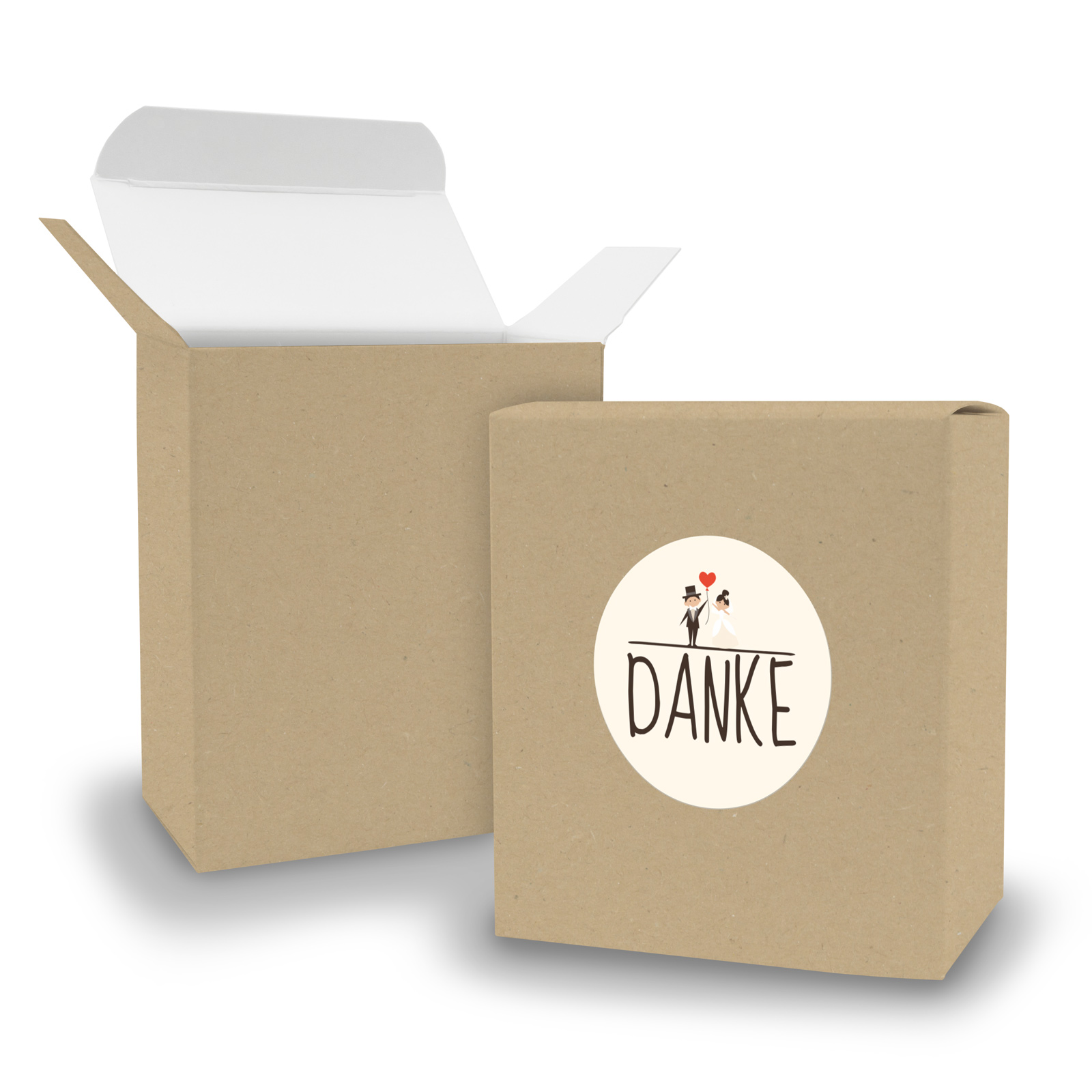 SET DANKE Hochzeitspaar (Motiv24) 24x Faltschachtel Quad...