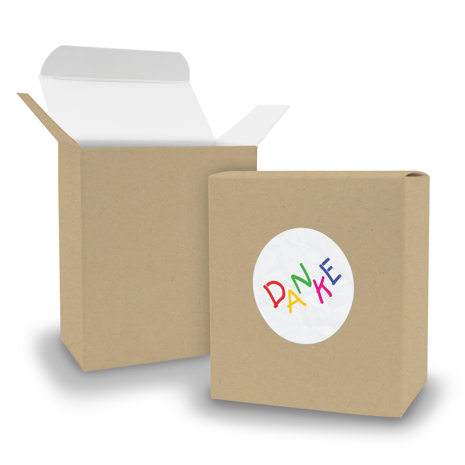 SET DANKE Kids (Motiv28) 24x Faltschachtel Quader BRAUN ...