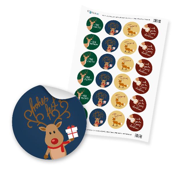 24 x itenga Sticker Weihnachten Tiere (Motiv 49)