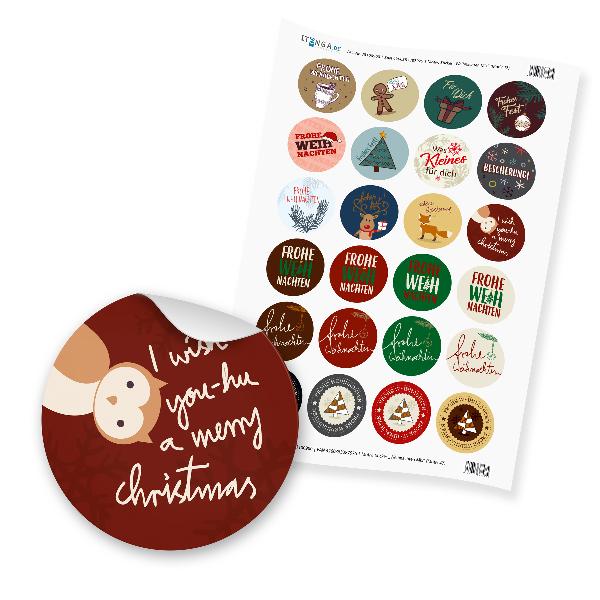 24 x Sticker Frohe Weihnachten Mix (Motiv 51)