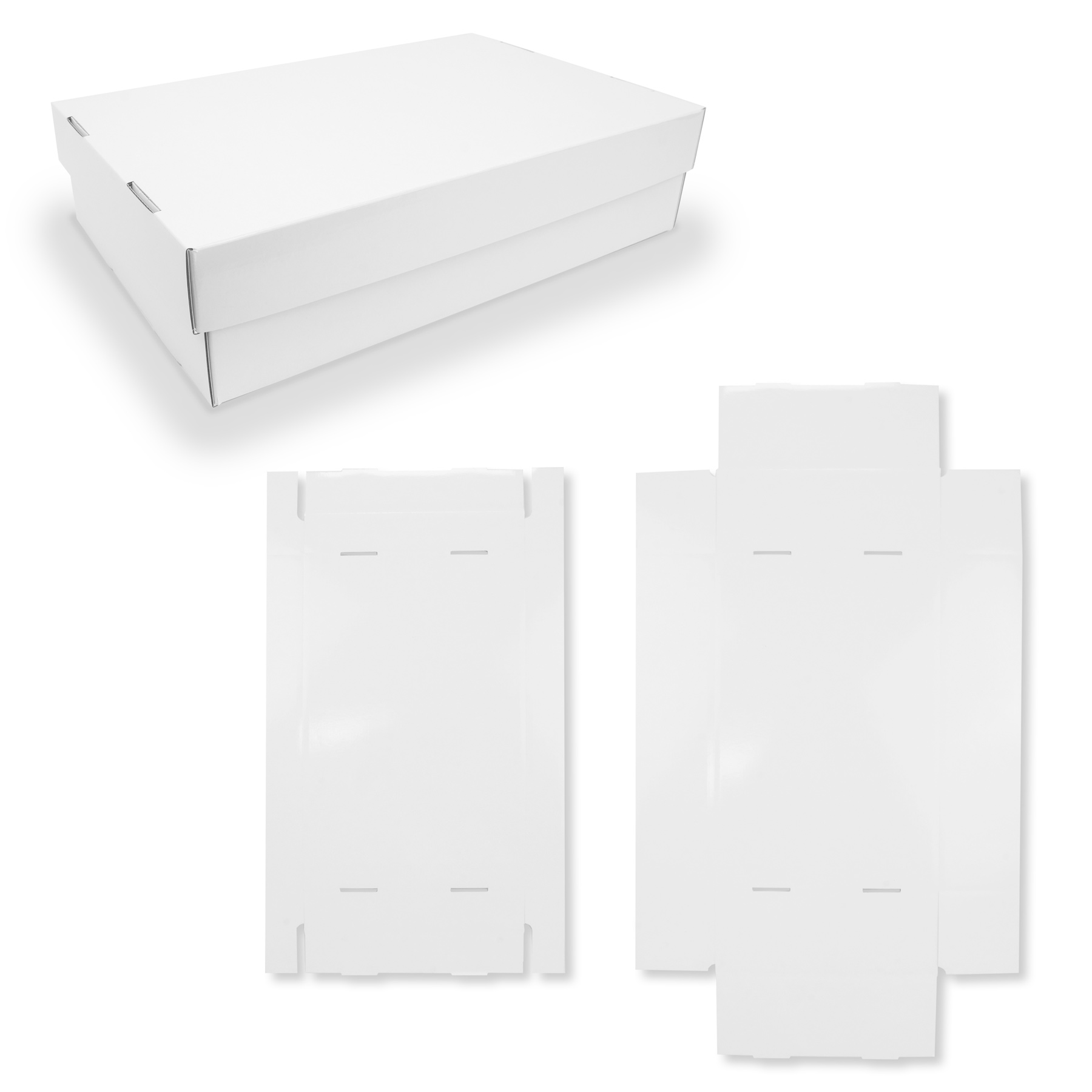 3x Geschenkkarton wei� foliert 36x 24cm 9cm St�lpdeckelk...