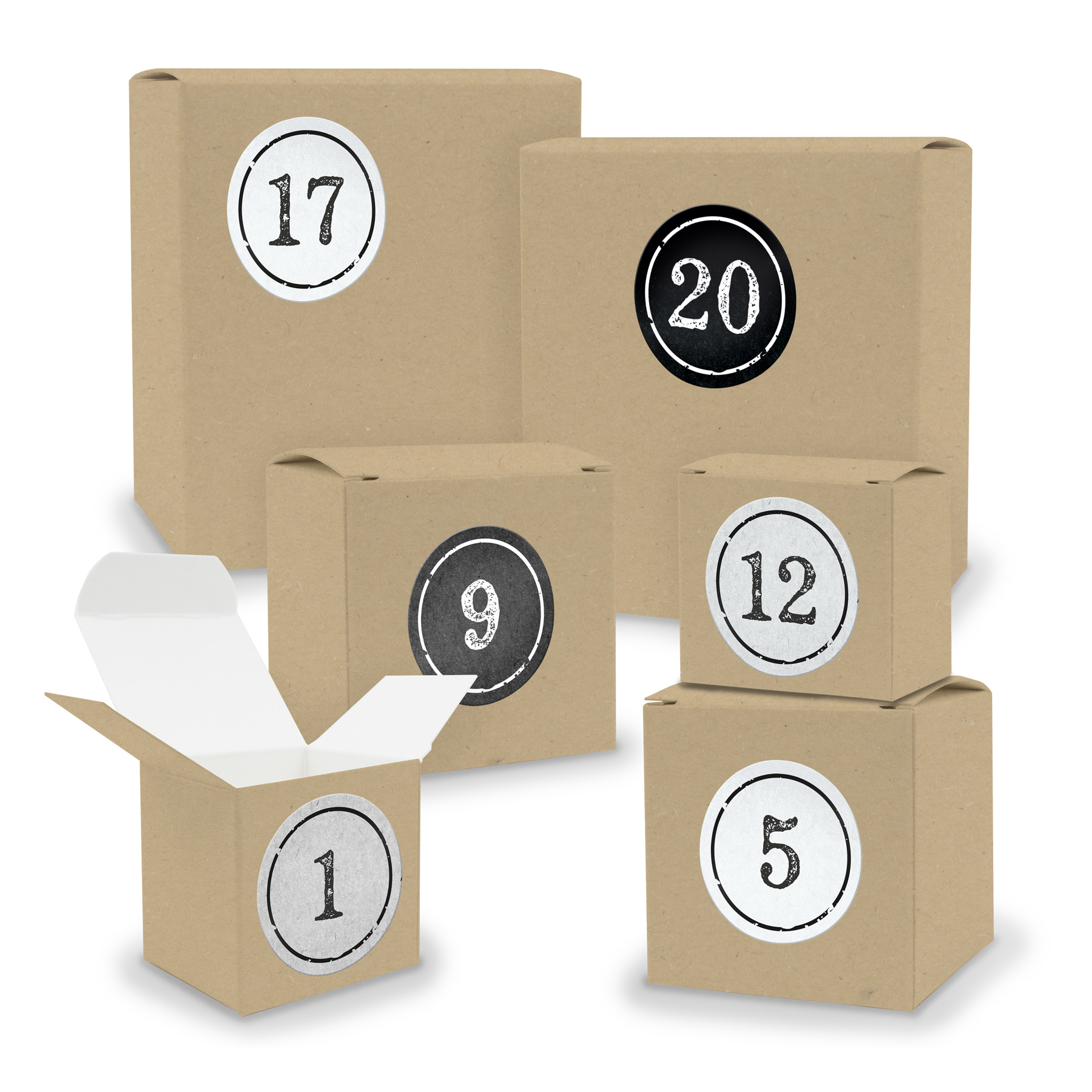 Adventskalender zum F�llen 24x Quader W�rfel gemischt BR...
