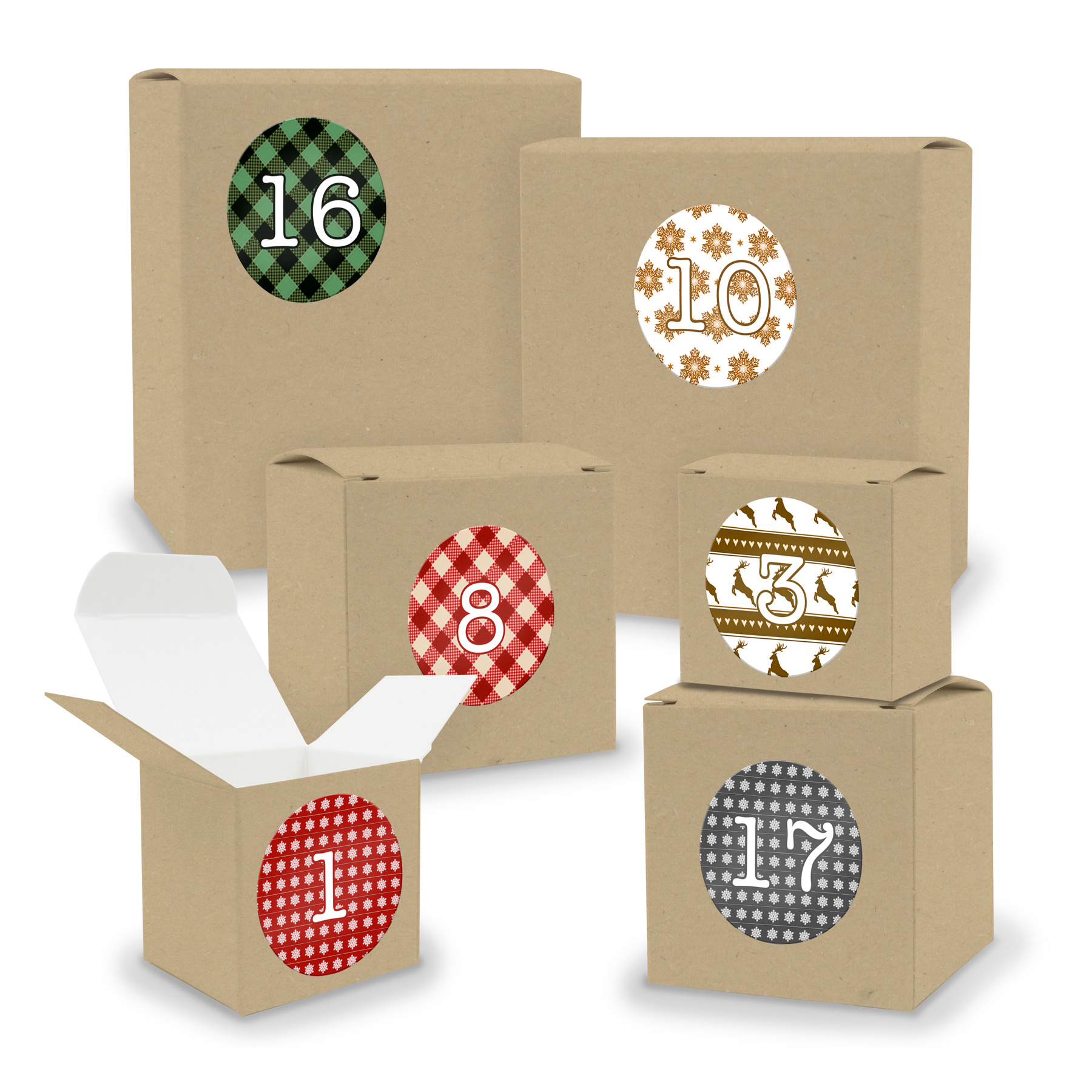 Adventskalender zum F�llen 24x Quader W�rfel gemischt BR...