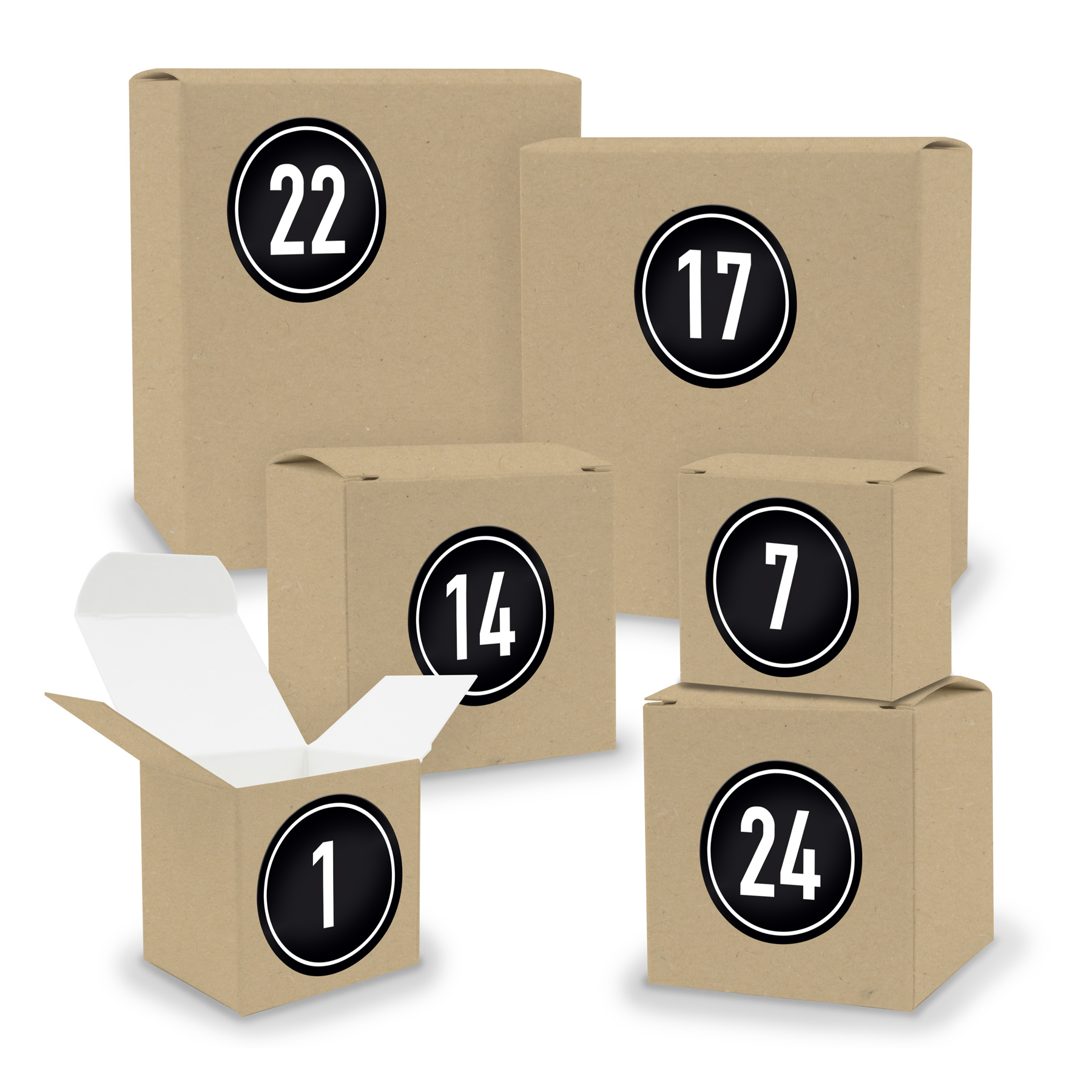 Adventskalender zum F�llen 24x Quader W�rfel gemischt BR...