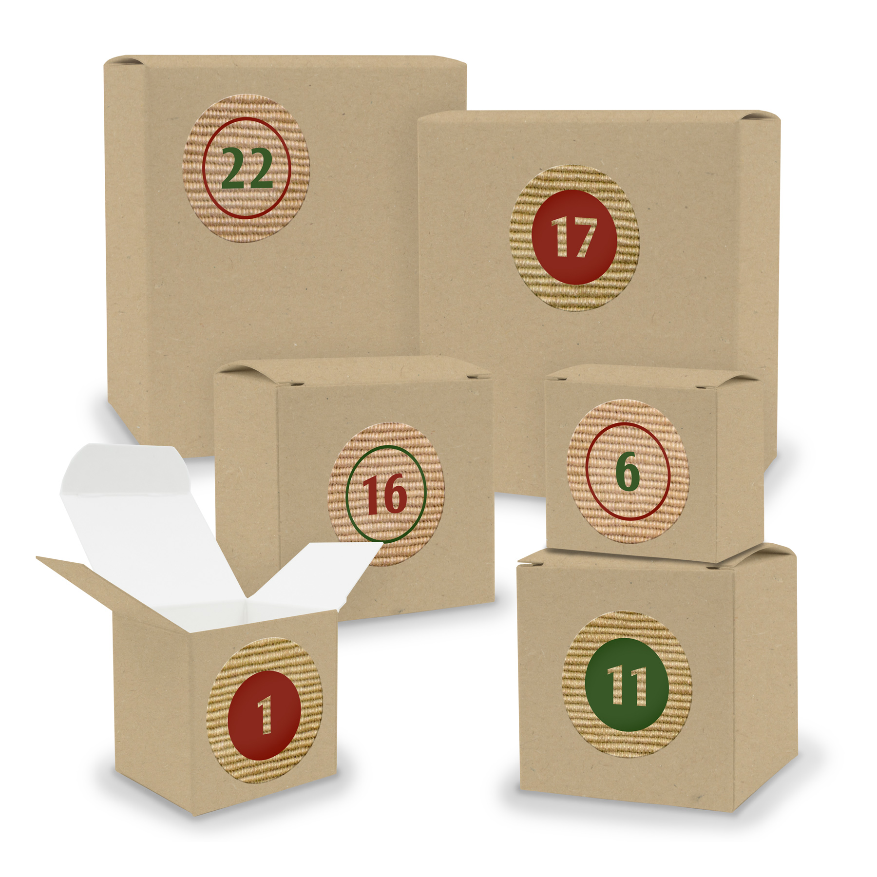 Adventskalender zum F�llen 24x Quader W�rfel gemischt BR...