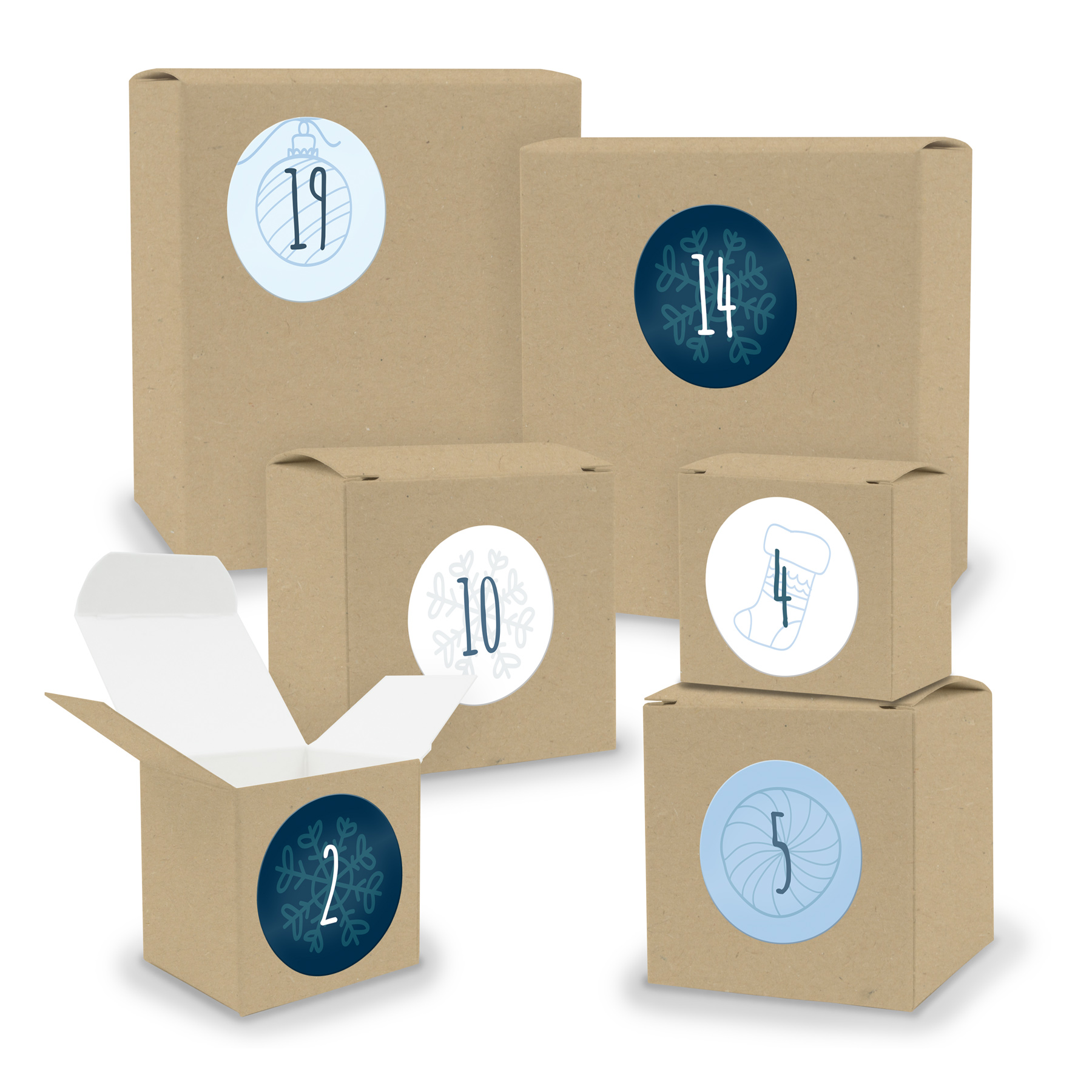 Adventskalender zum F�llen 24x Quader W�rfel gemischt BR...