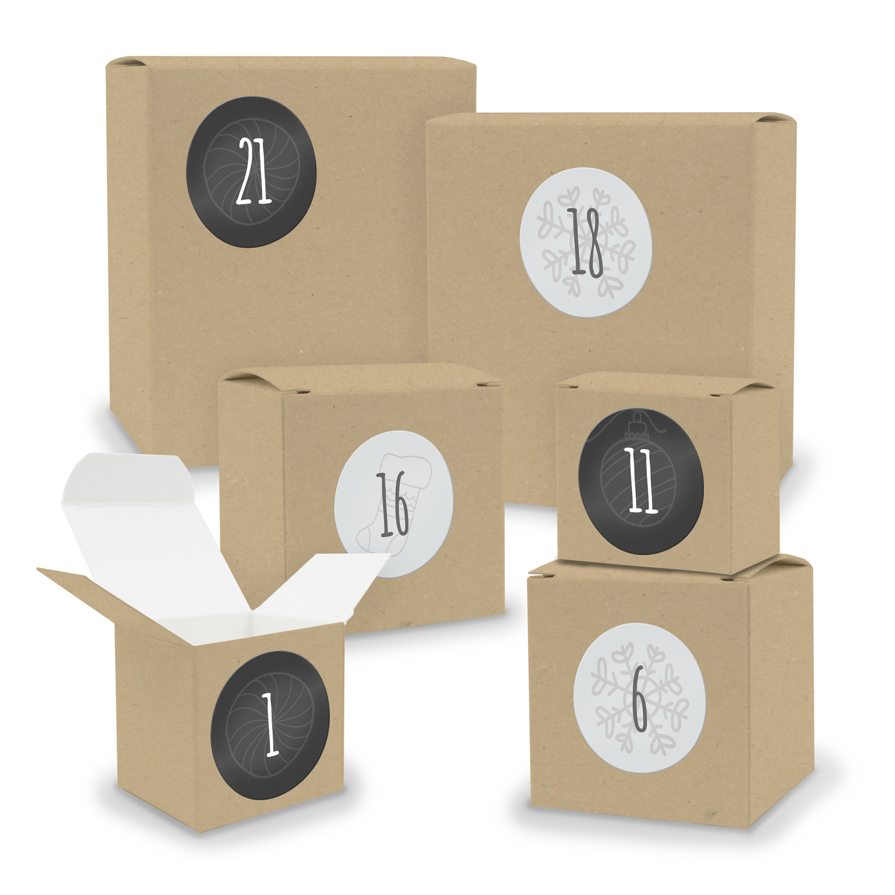 Adventskalender zum F�llen 24x Quader W�rfel gemischt BR...