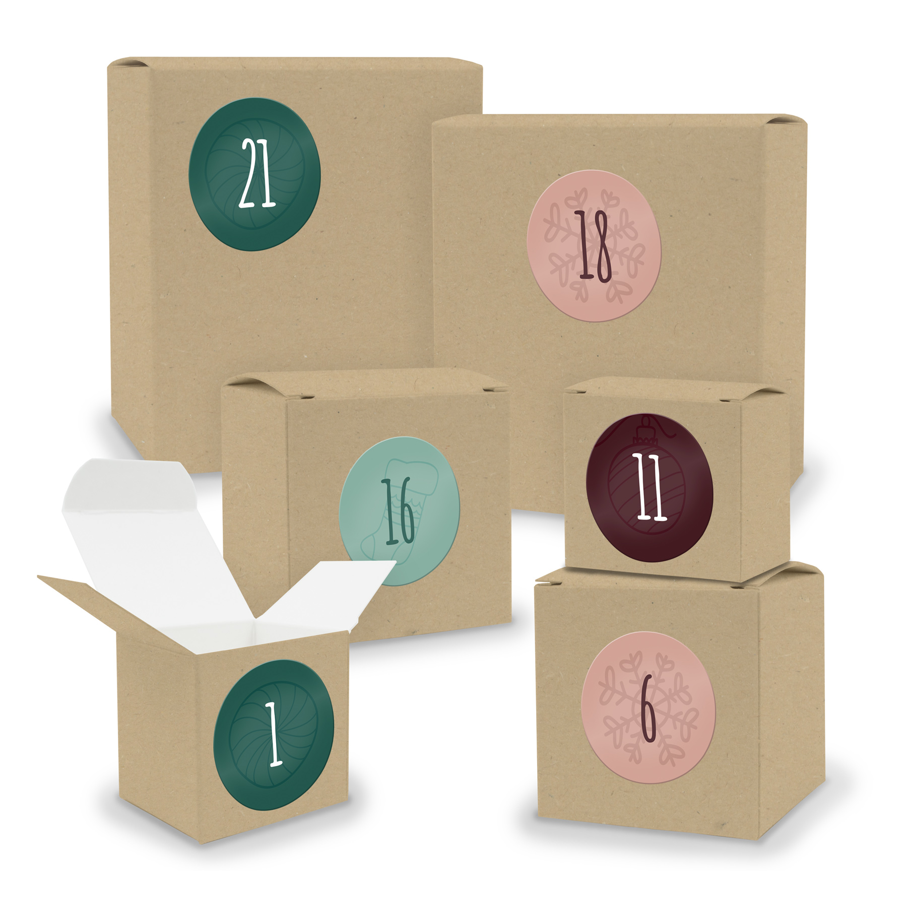 Adventskalender zum F�llen 24x Quader W�rfel gemischt BR...