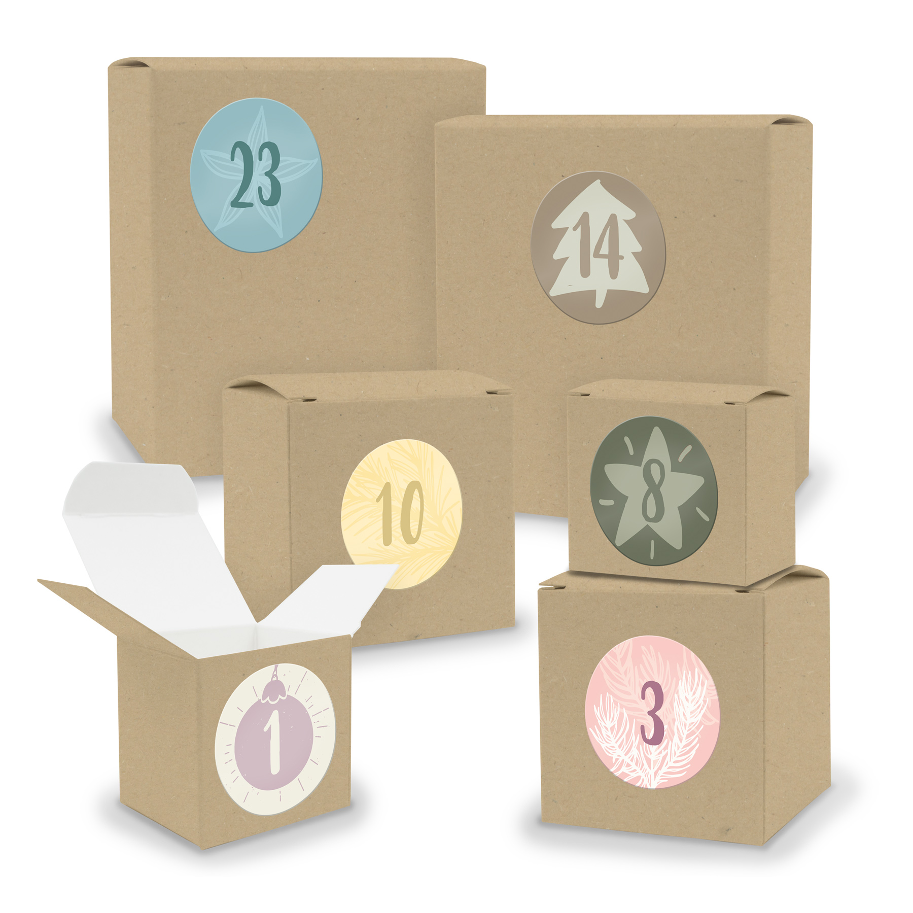Adventskalender zum F�llen 24x Quader W�rfel gemischt BR...