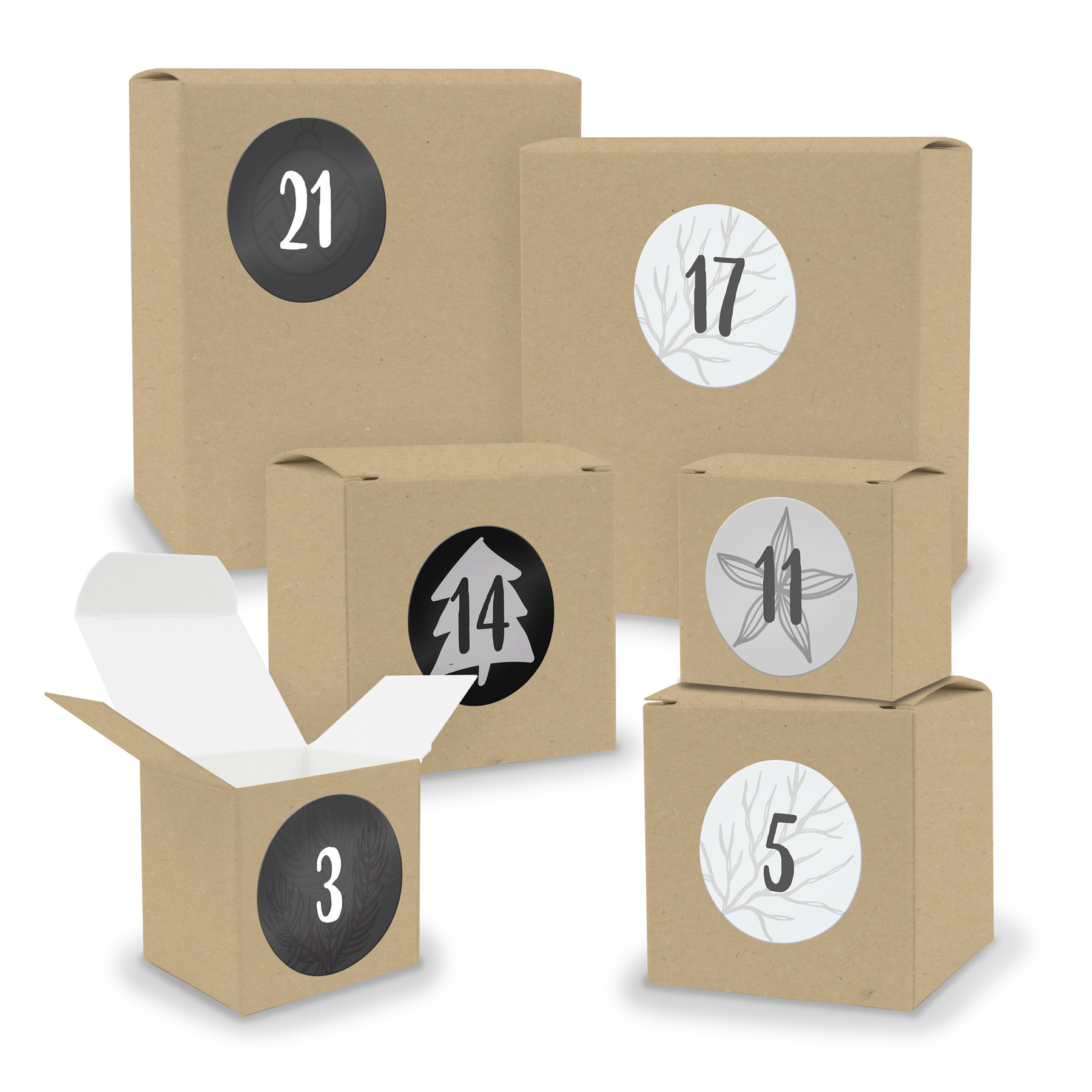 Adventskalender zum F�llen 24x Quader W�rfel gemischt BR...