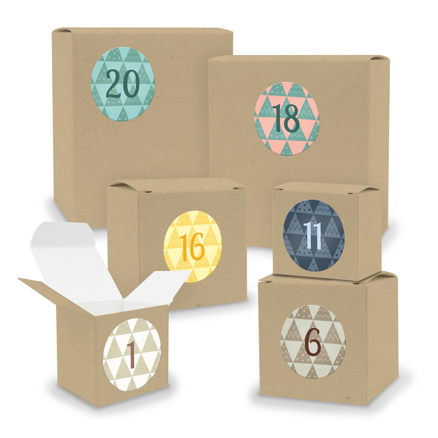 Adventskalender zum F�llen 24x Quader W�rfel gemischt BR...