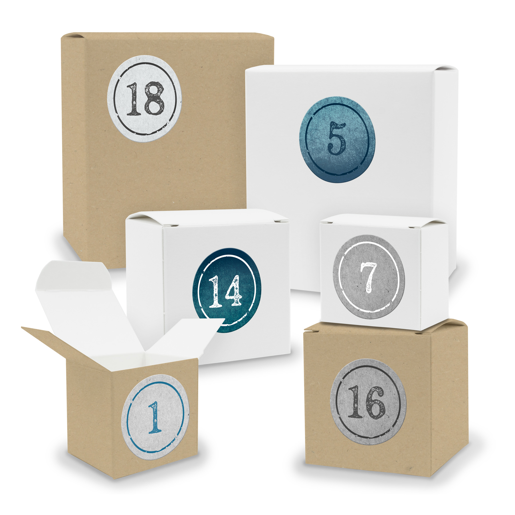 Adventskalender zum F�llen Quader W�rfel gemischt WEISS ...