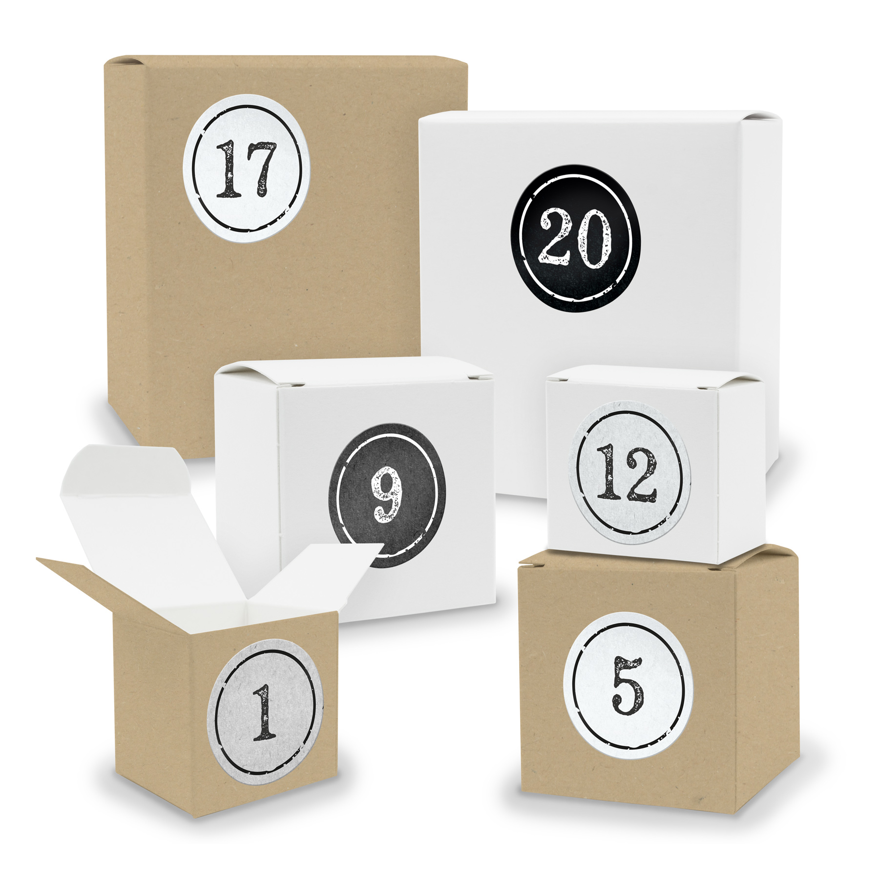 Adventskalender zum F�llen 24x Quader W�rfel gemischt WE...