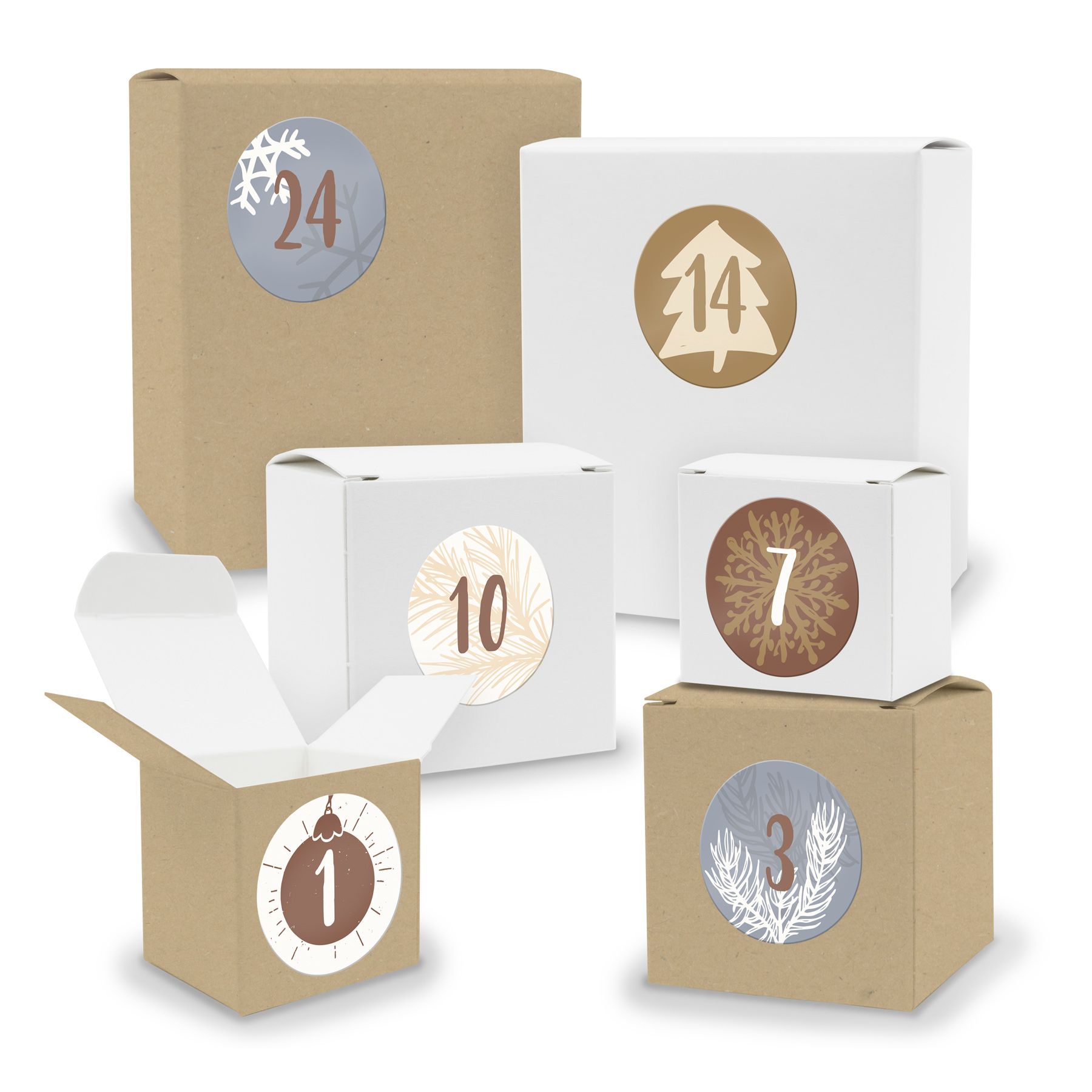 Adventskalender zum F�llen 24x Quader W�rfel gemischt WE...