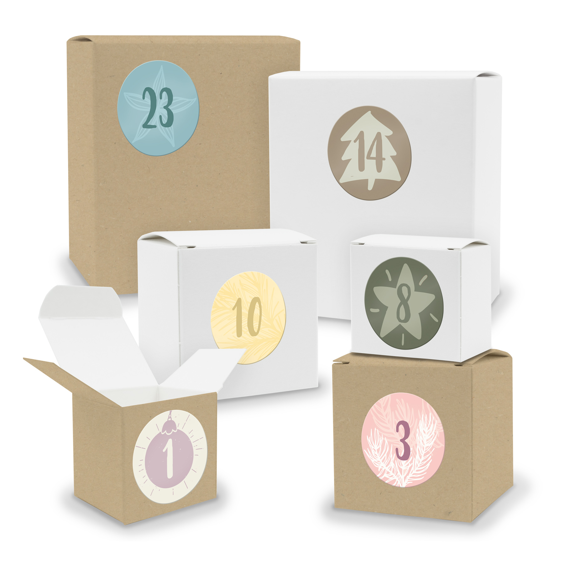Adventskalender zum F�llen 24x Quader W�rfel gemischt WE...