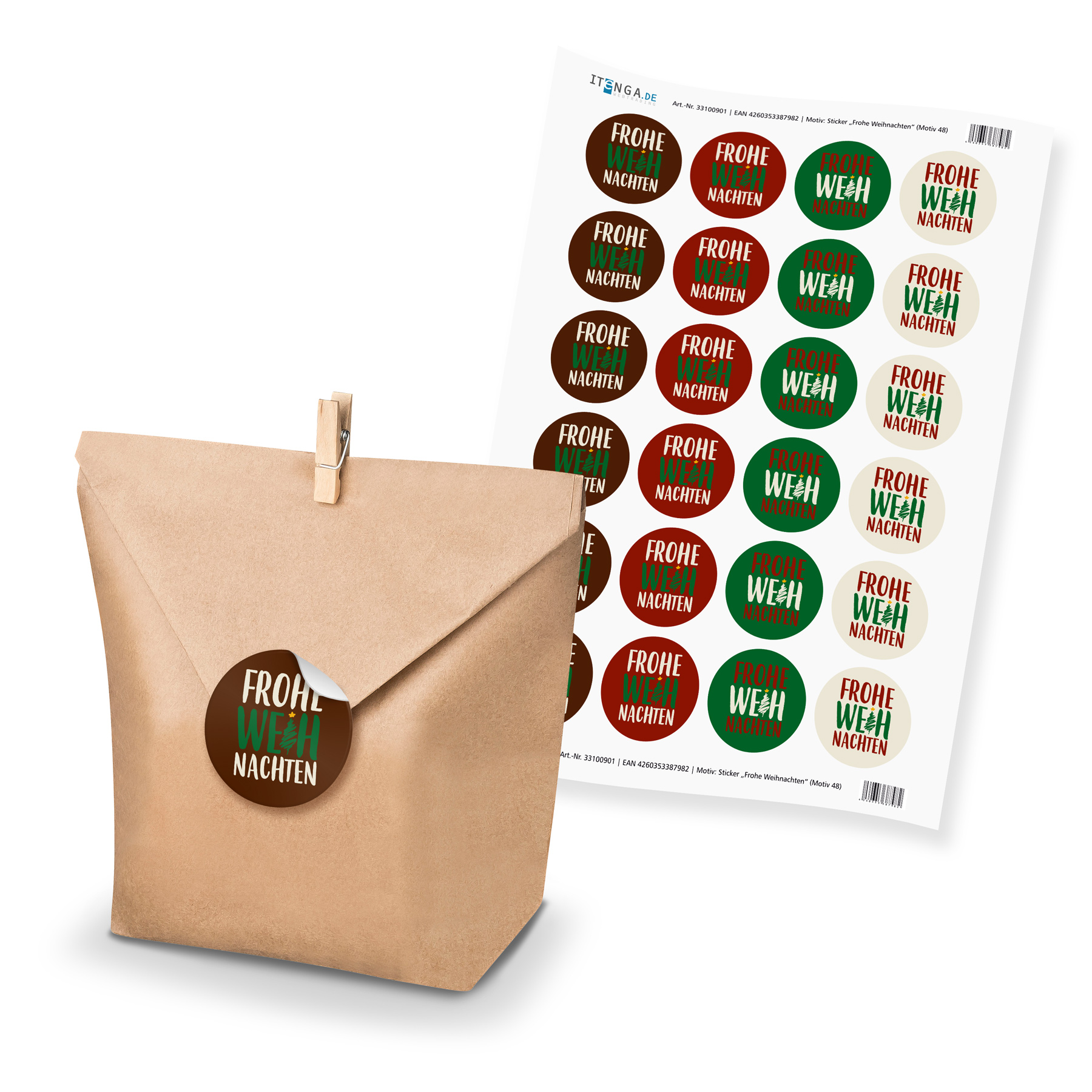 SET Frohe Weihnachten (Motiv 48) 24x Geschenkt�ten + 24x...