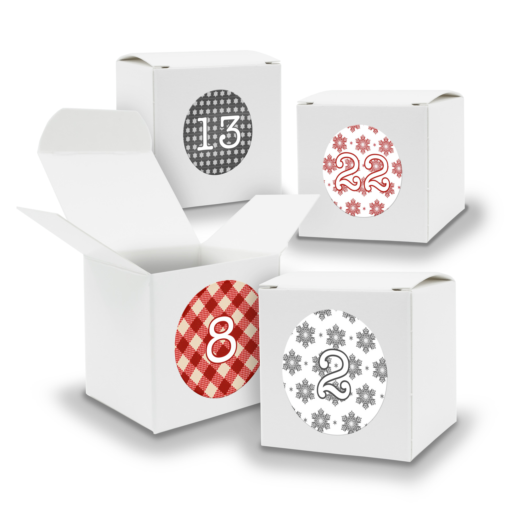 Adventskalender zum F�llen 24x W�rfel 6,5cm WEISS + Stic...