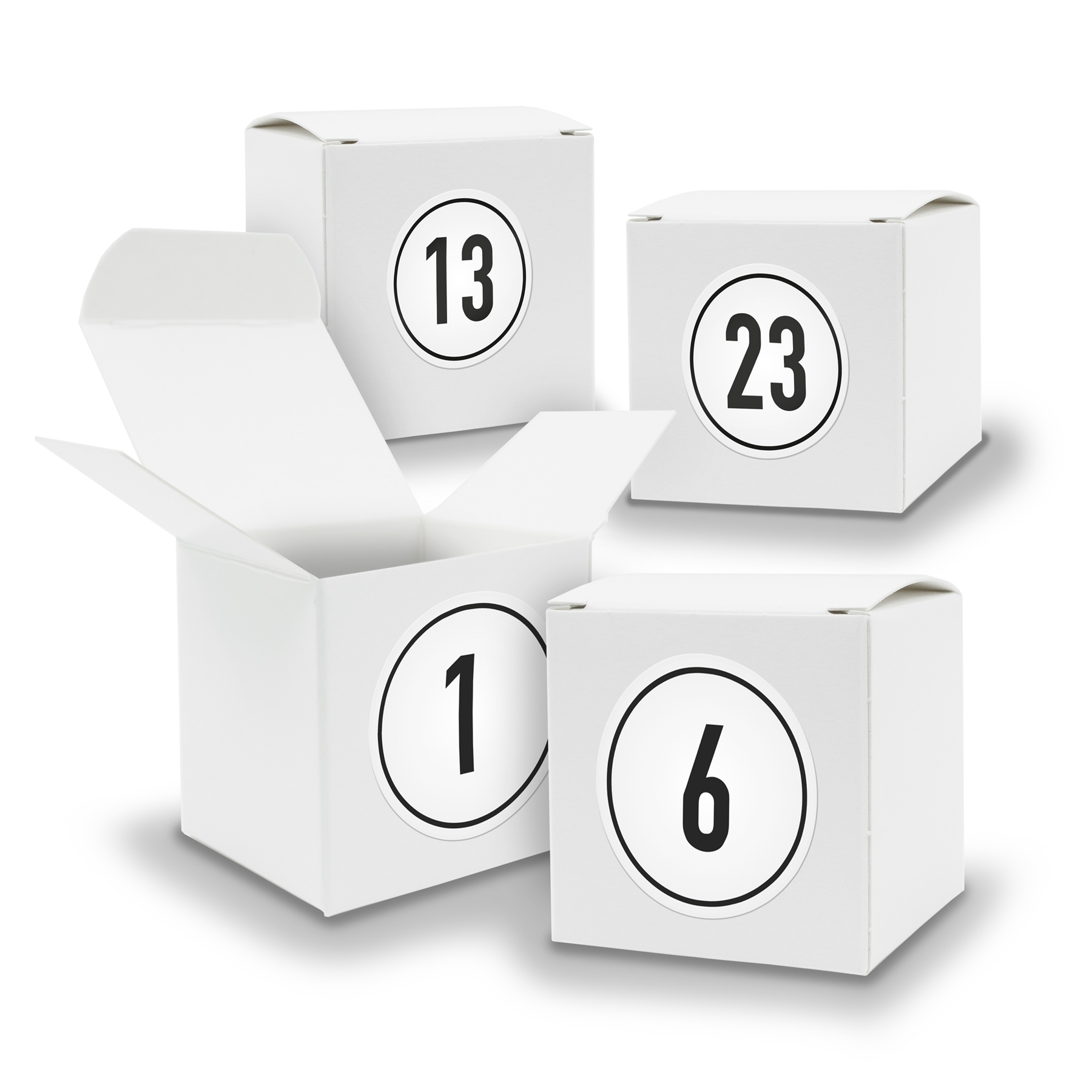 Adventskalender zum F�llen 24x W�rfel 6,5cm WEISS + Stic...
