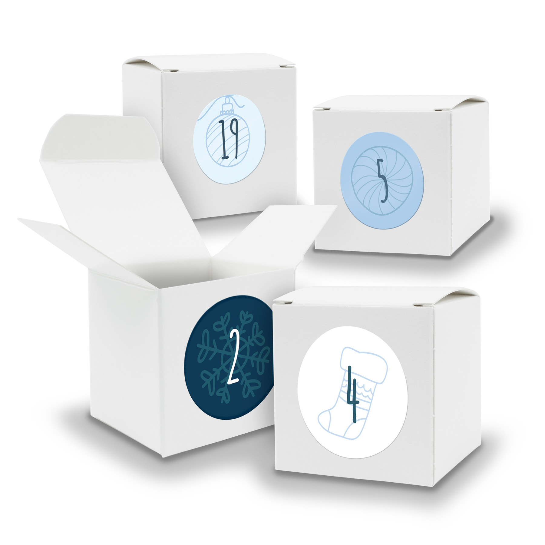 Adventskalender zum F�llen 24x W�rfel 6,5cm WEISS + Stic...