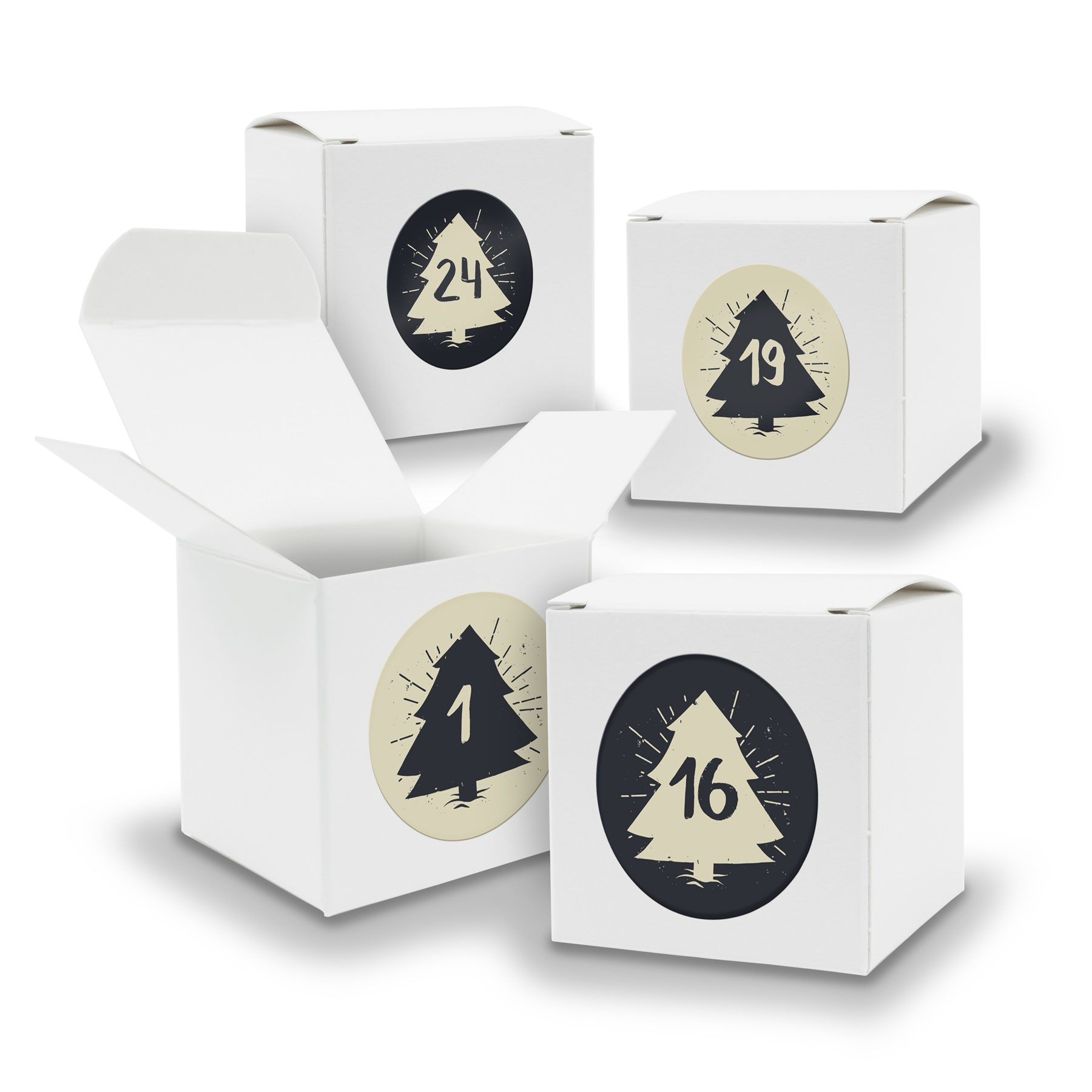 Adventskalender zum F�llen 24x W�rfel 6,5cm WEISS + Stic...