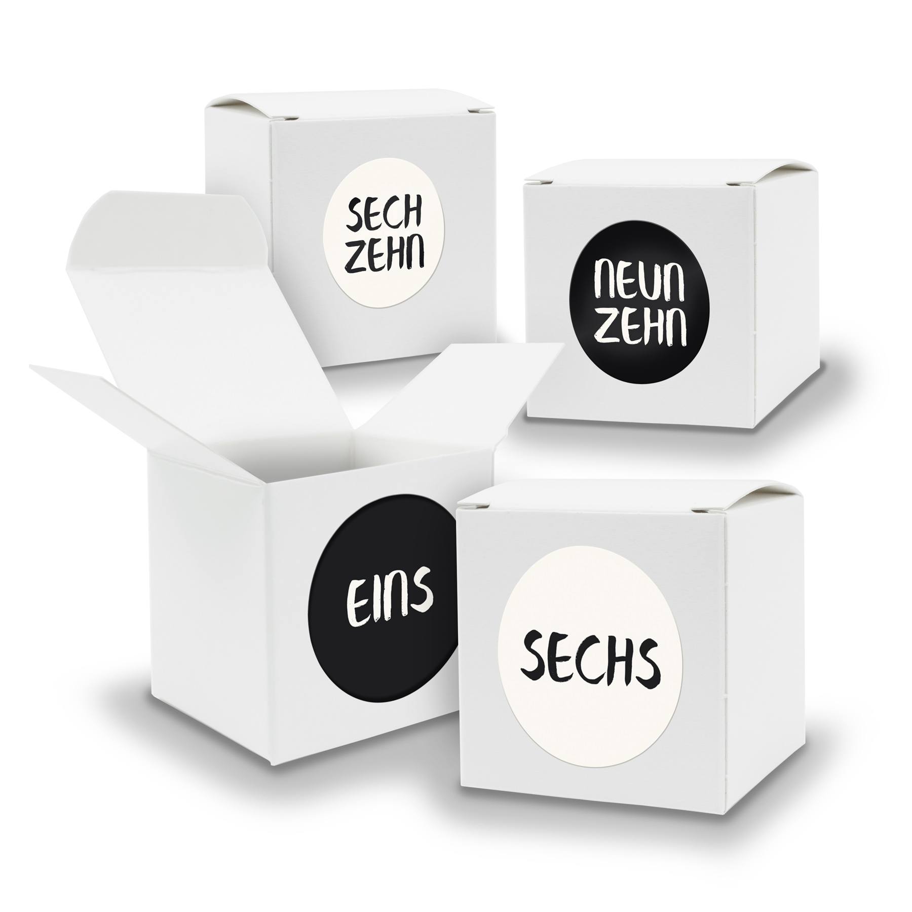 Adventskalender zum F�llen 24x W�rfel 6,5cm WEISS + Stic...