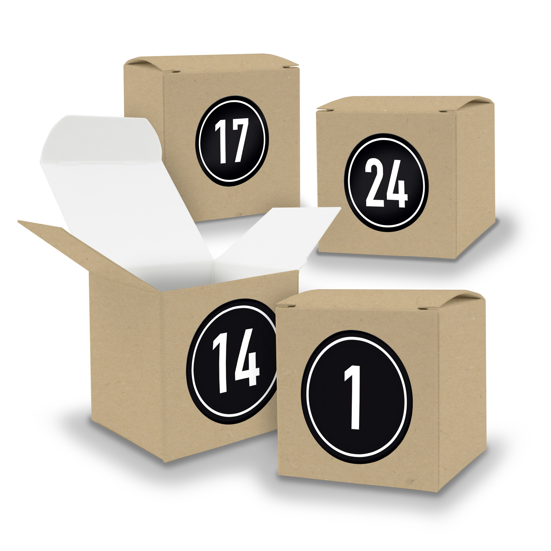 Adventskalender zum F�llen 24x W�rfel 6,5cm BRAUN + Stic...