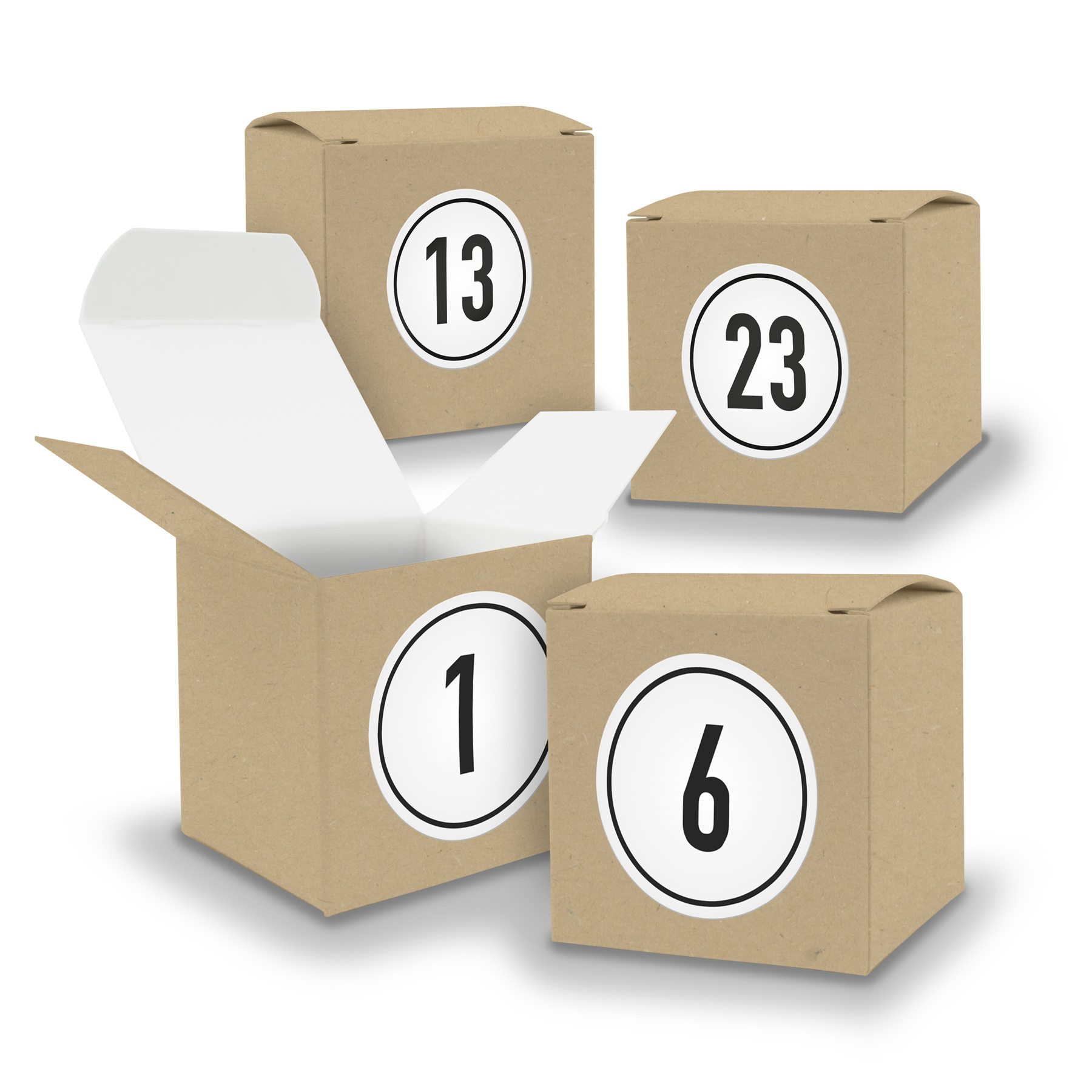 Adventskalender zum F�llen 24x W�rfel 6,5cm BRAUN + Stic...