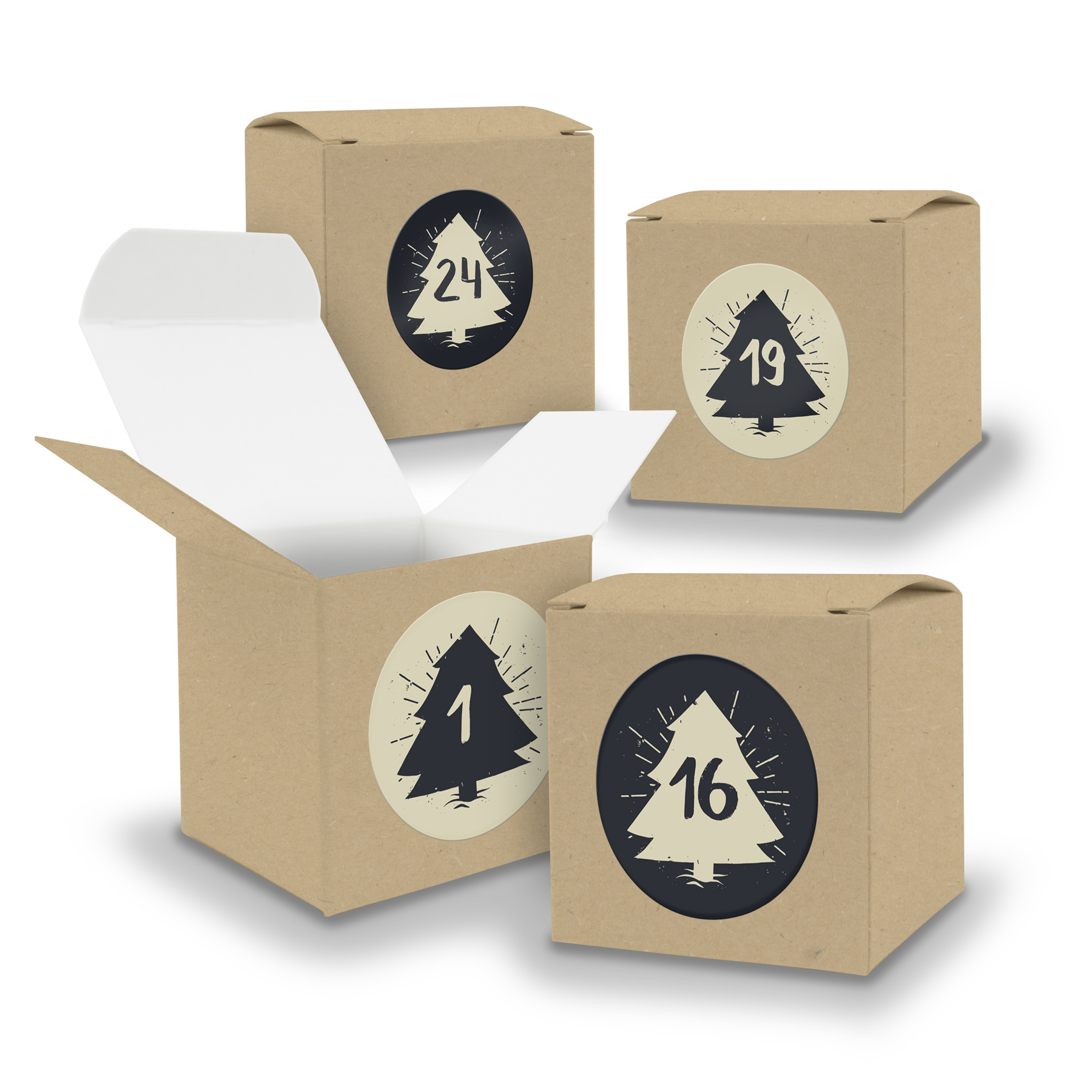 Adventskalender zum F�llen 24x W�rfel 6,5cm BRAUN + Stic...
