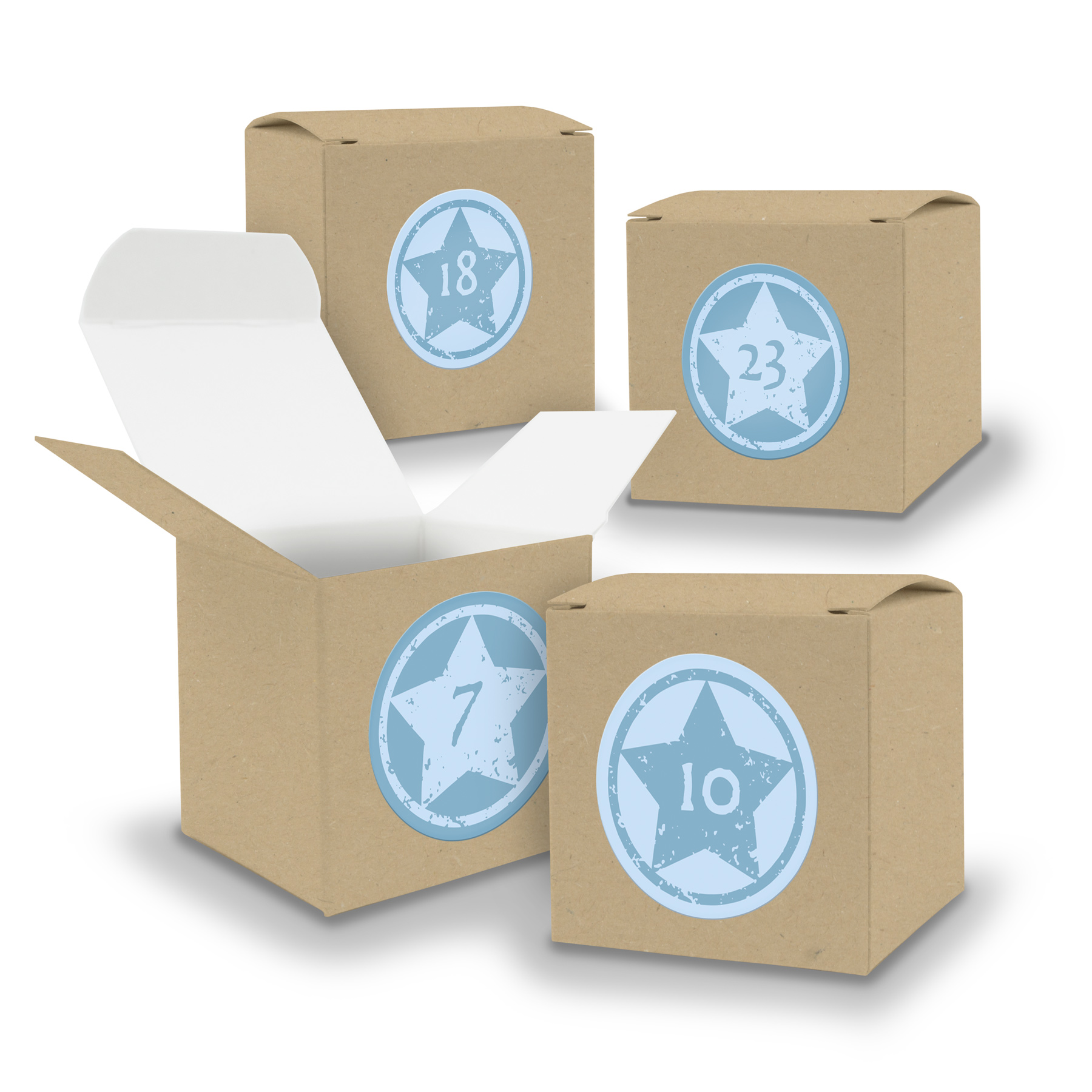 Adventskalender zum F�llen 24x W�rfel 6,5cm BRAUN + Stic...