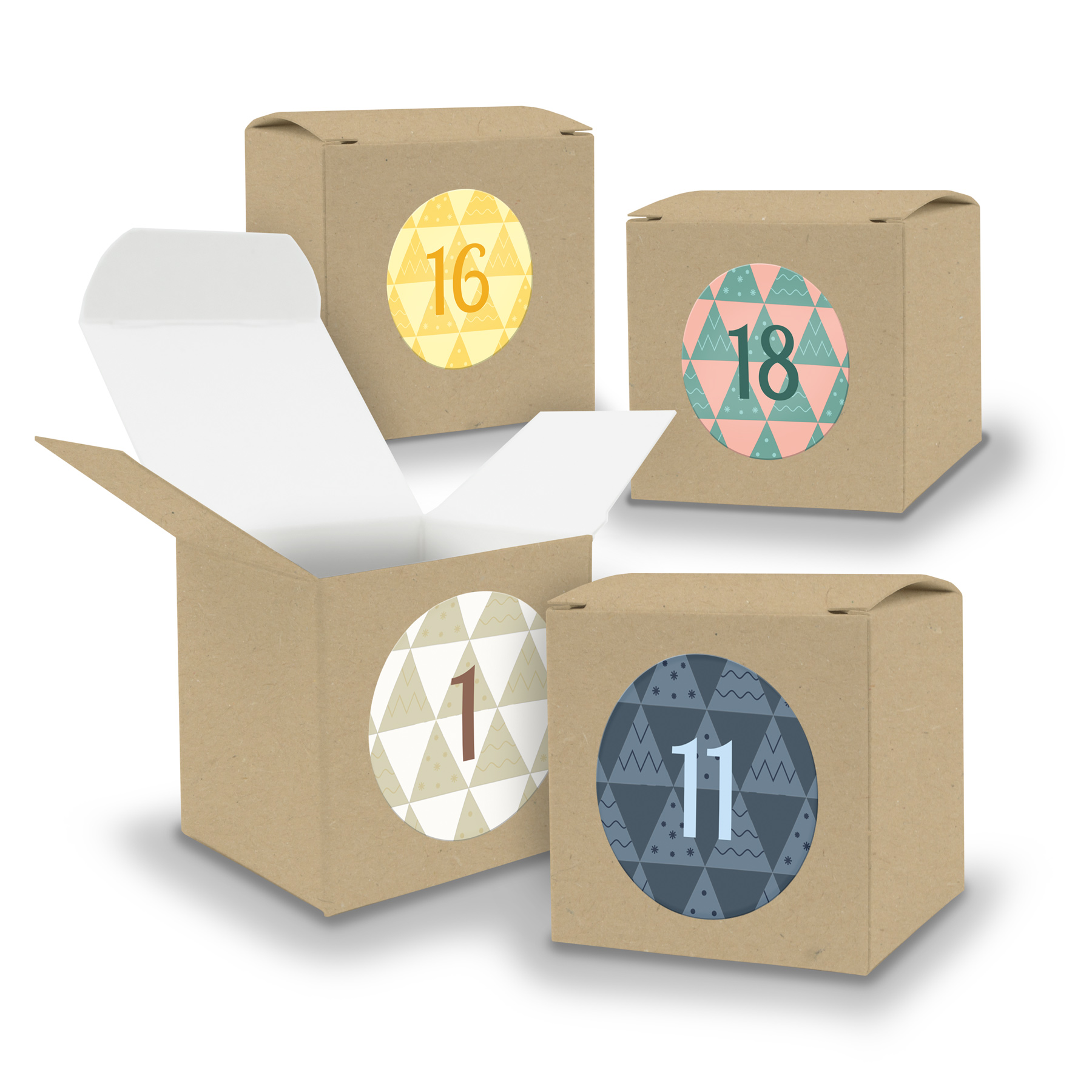 Adventskalender zum F�llen 24x W�rfel 6,5cm BRAUN + Stic...