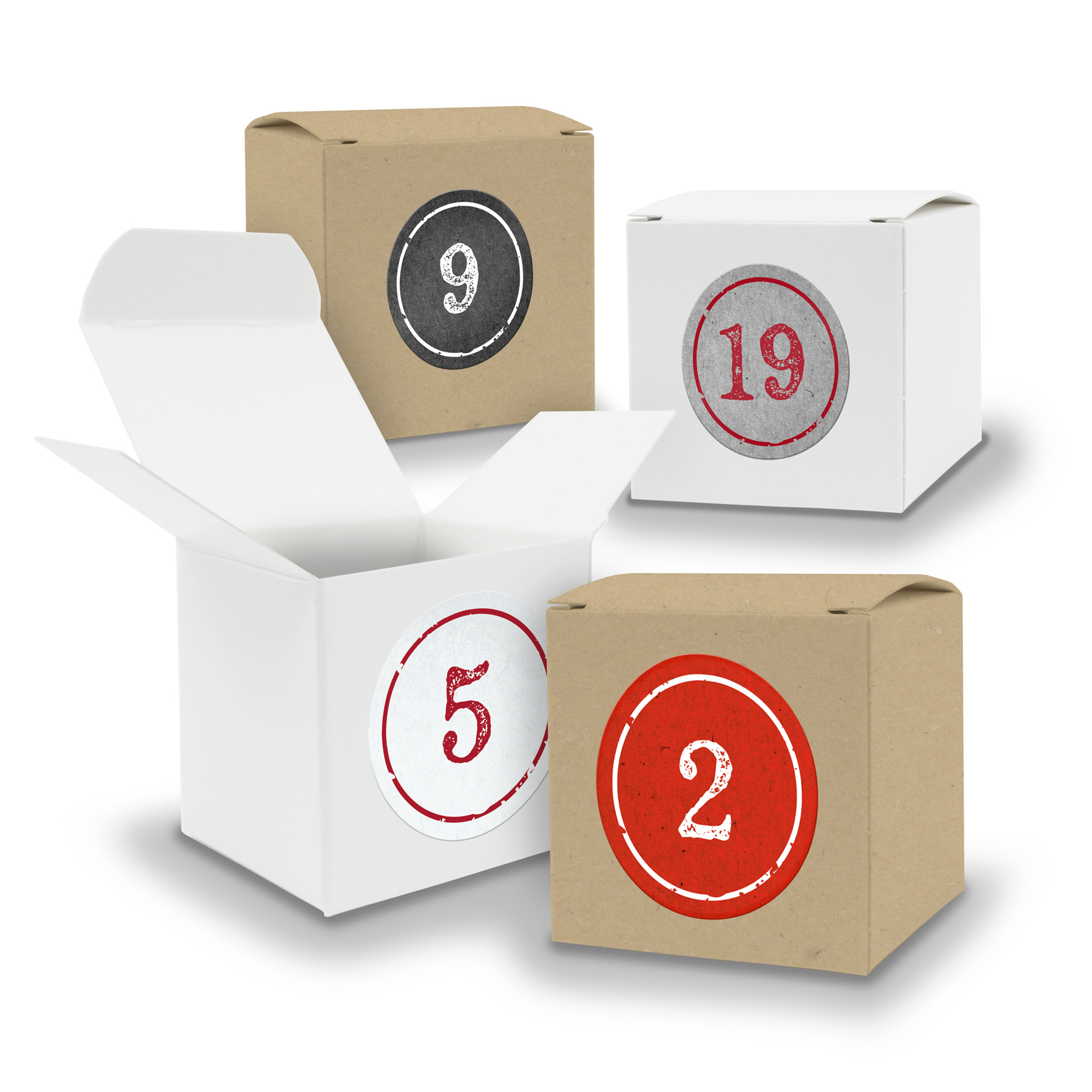 Adventskalender zum F�llen 24x W�rfel 6,5cm gemischt WEI...
