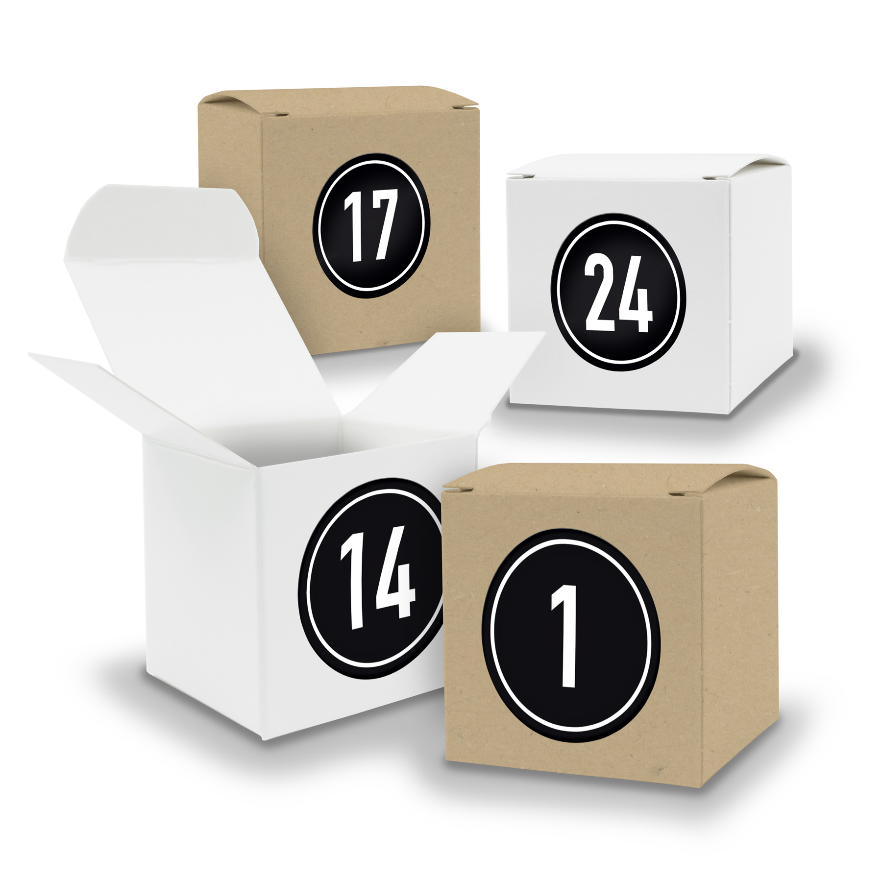Adventskalender zum F�llen 24x W�rfel 6,5cm gemischt WEI...
