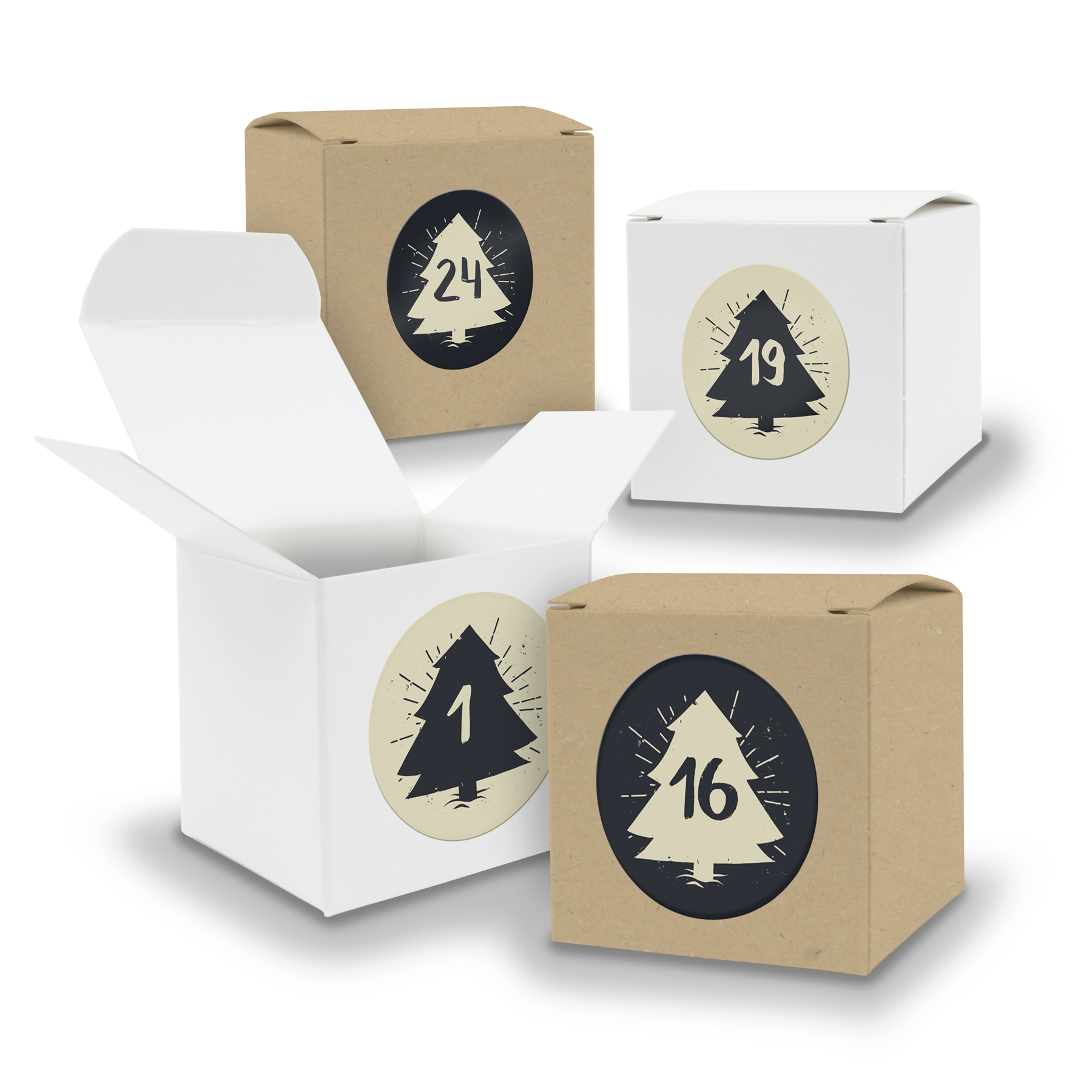 Adventskalender zum F�llen 24x W�rfel 6,5cm gemischt WEI...