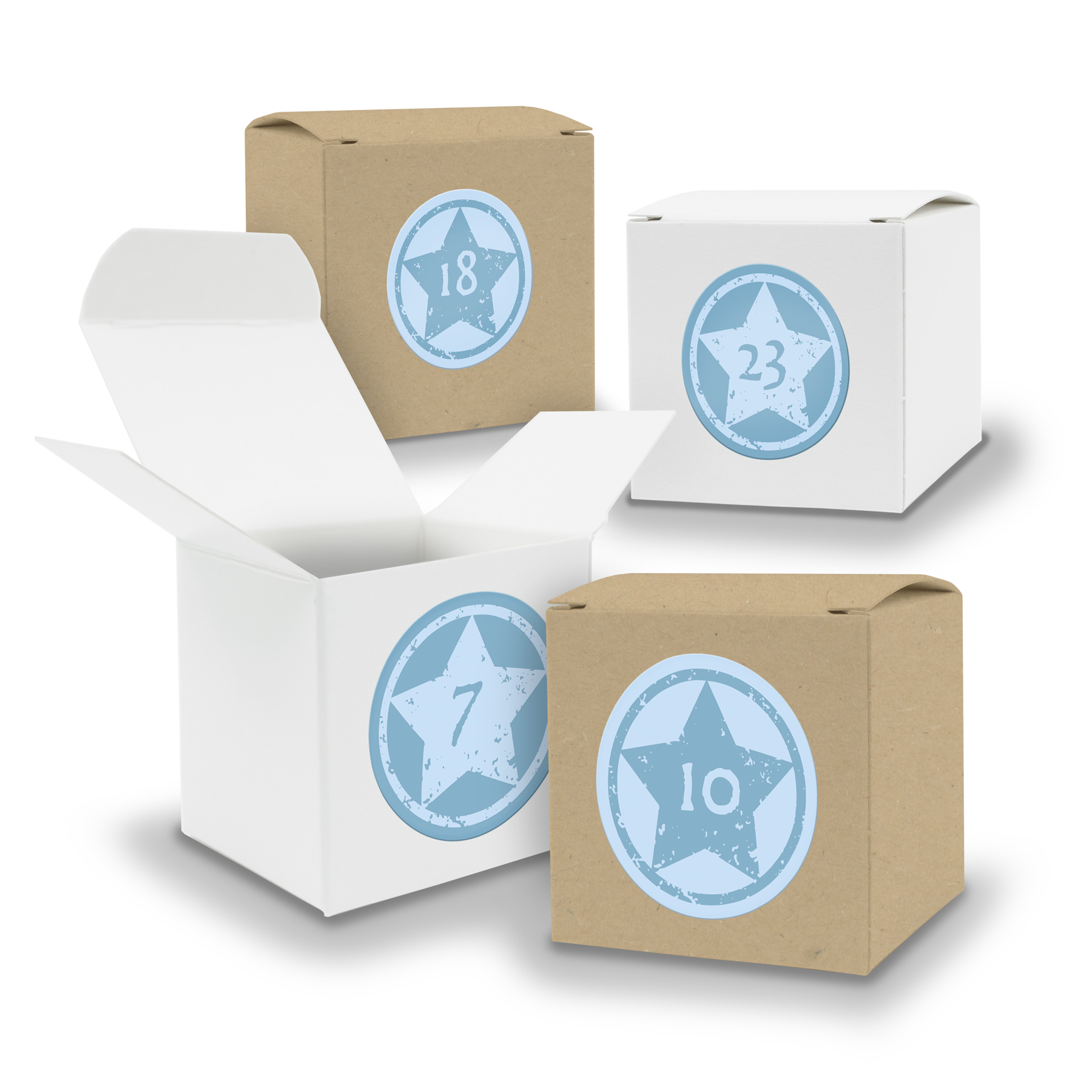 Adventskalender zum F�llen 24x W�rfel 6,5cm gemischt WEI...