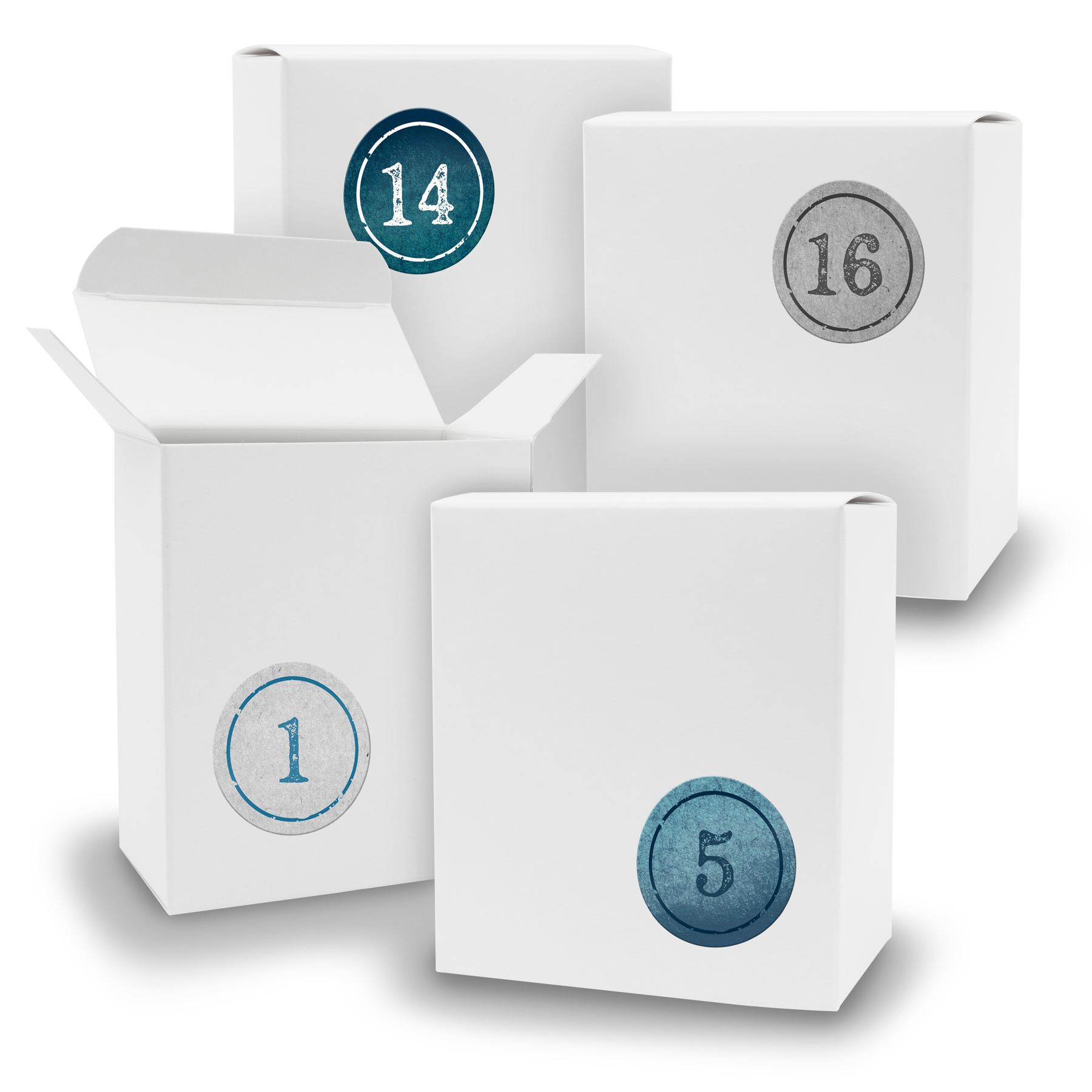 Adventskalender zum F�llen 24x Quader WEISS + Sticker V0...