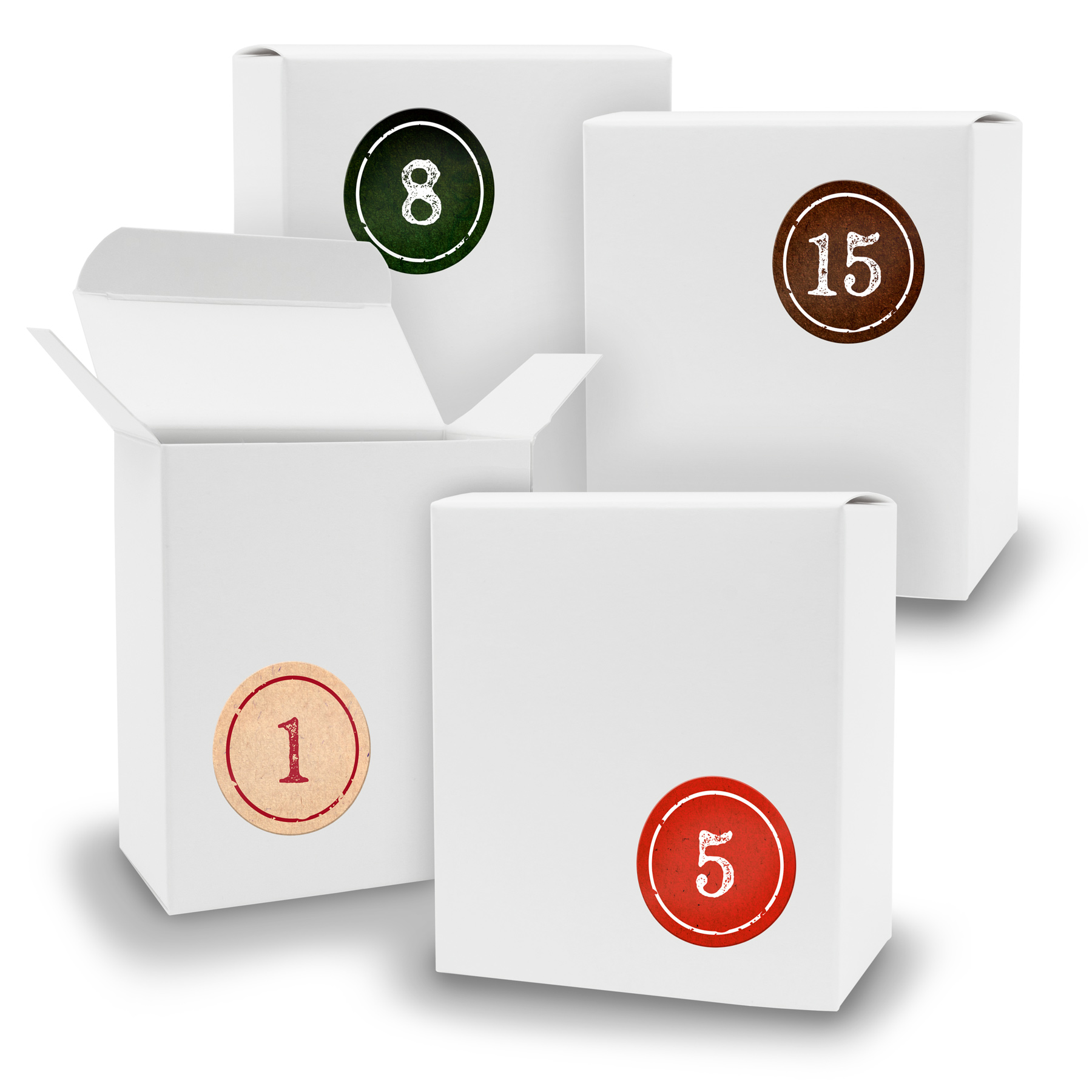 Adventskalender zum F�llen 24x Quader WEISS + Sticker V0...