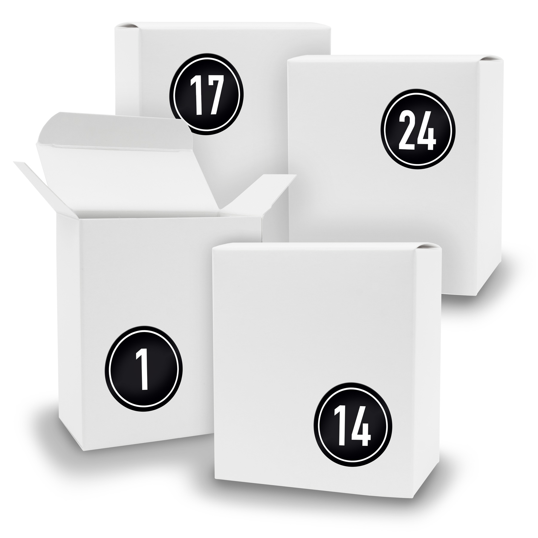Adventskalender zum F�llen 24x Quader WEISS + Sticker V0...